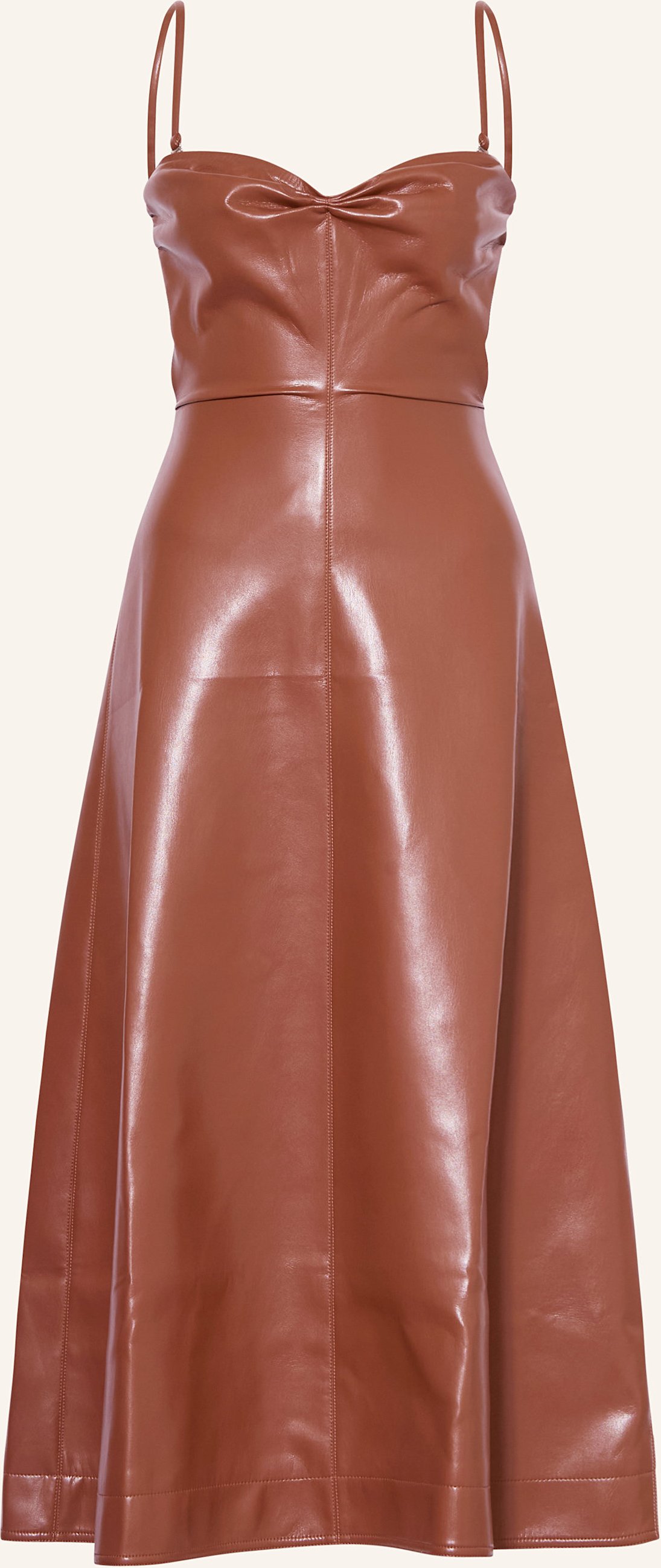 Nanushka Off-Shoulder-Kleid Iwona In Lederoptik braun