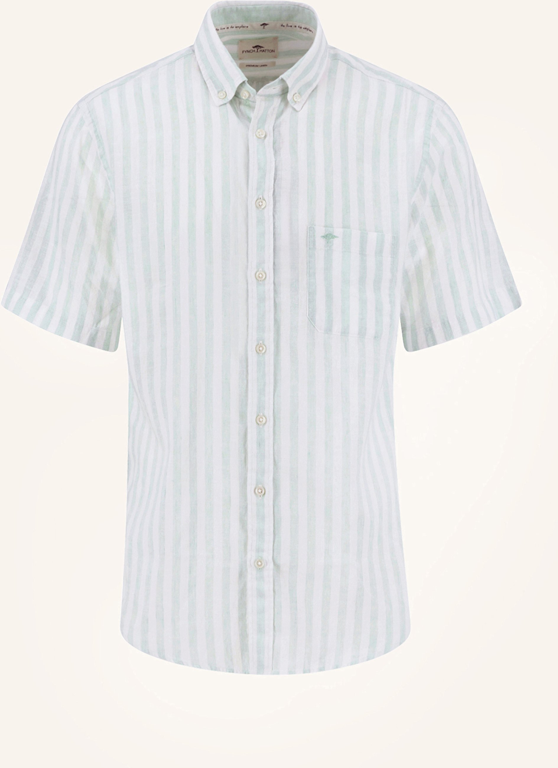 Fynch-Hatton Kurzarm-Hemd Casual-Fit Aus Leinen gruen