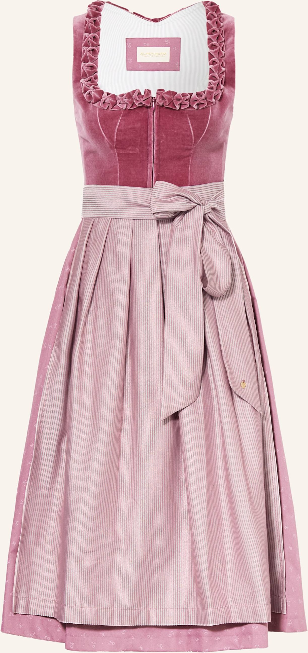 Alpenherz Dirndl Josephine Mit Rüschen Und Samt rosa