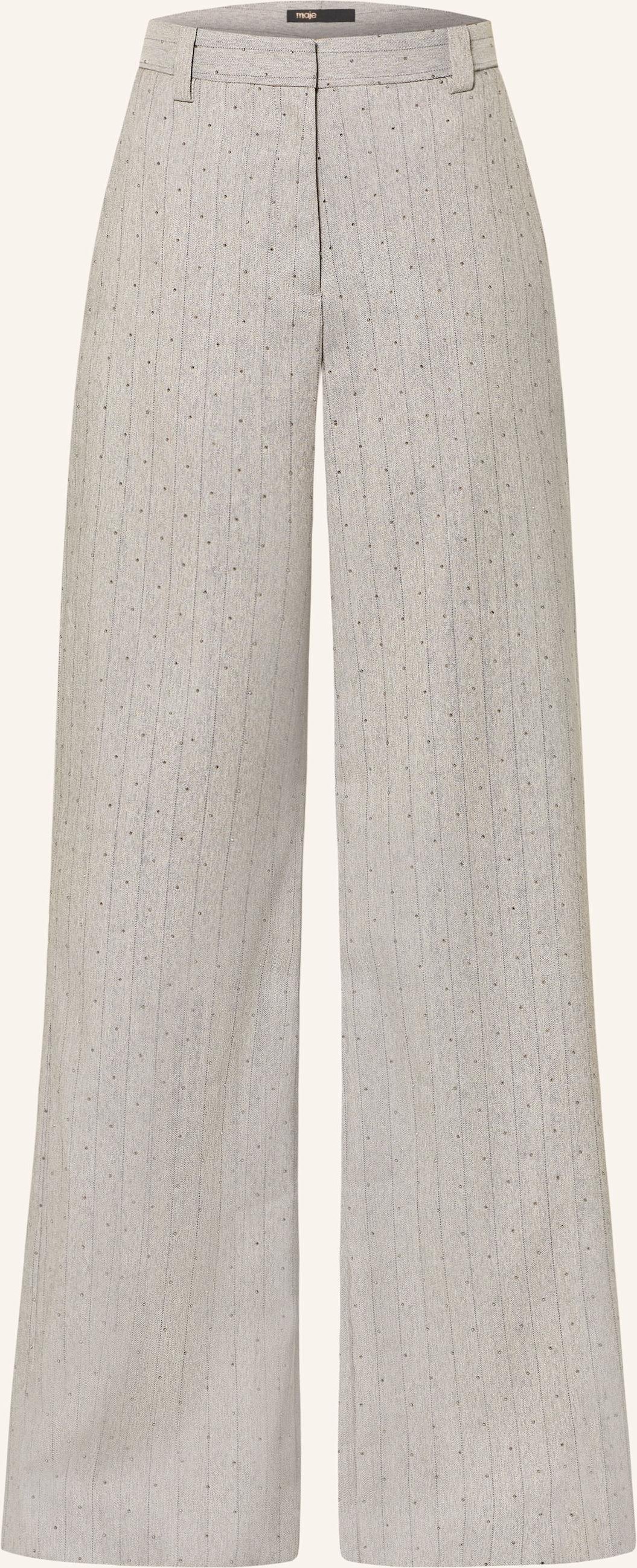 Maje Marlenehose Mit Schmucksteinen grau