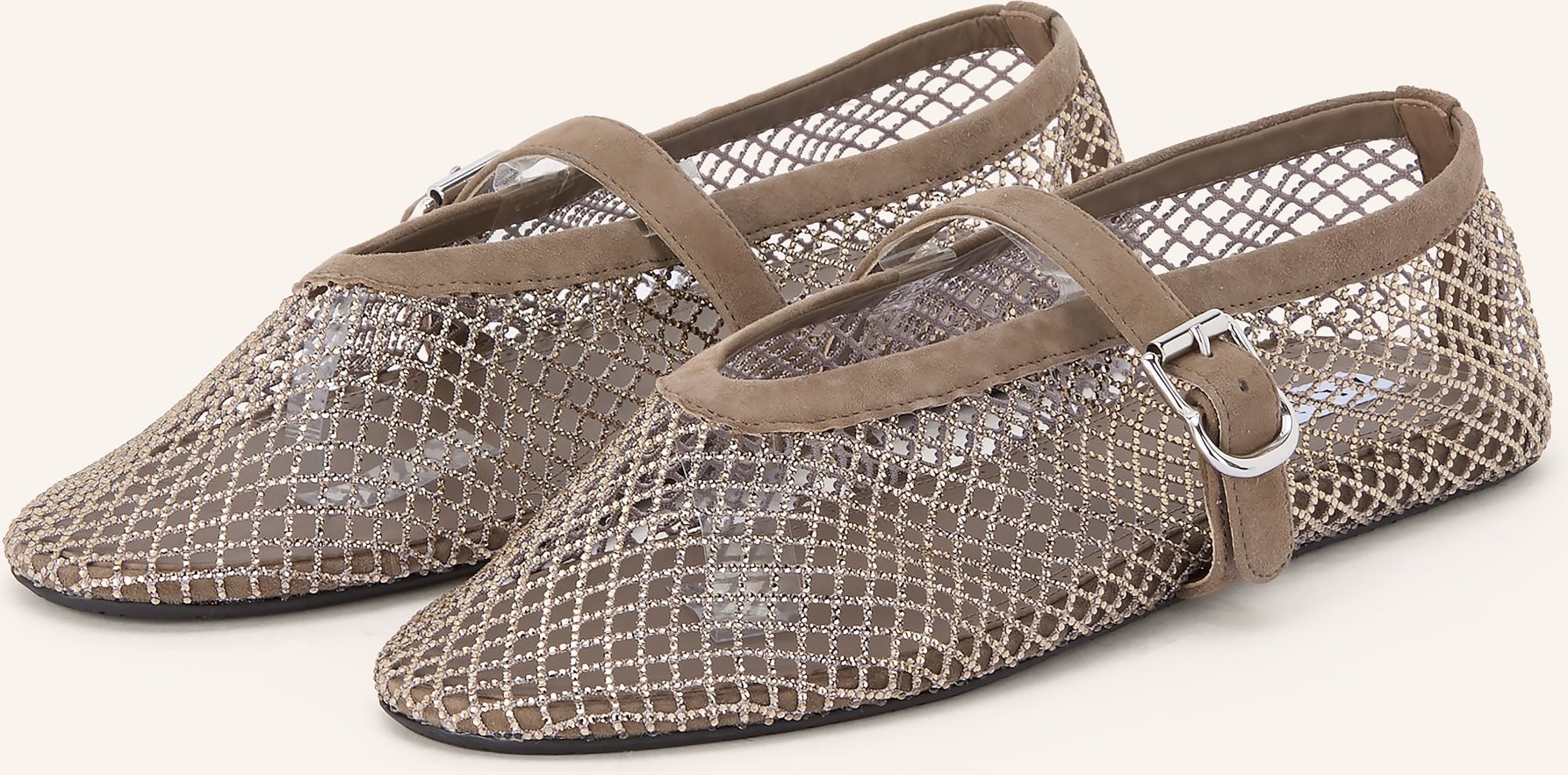 Alaïa Mary-Jane-Ballerinas Mit Schmucksteinen rosegold