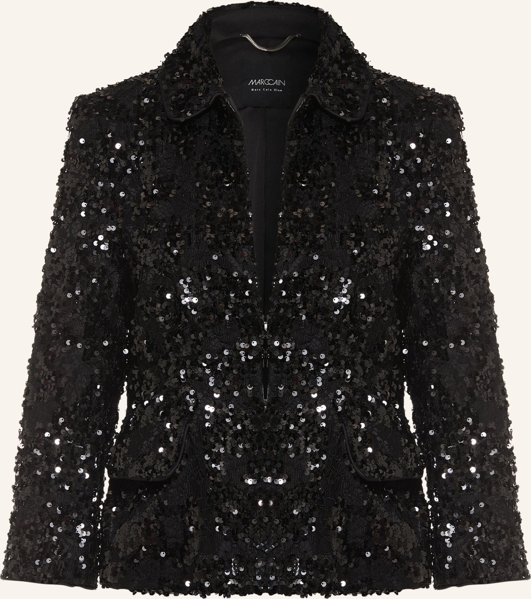 Marc Cain Spitzenblazer Mit Pailletten Und 3/4-Arm schwarz