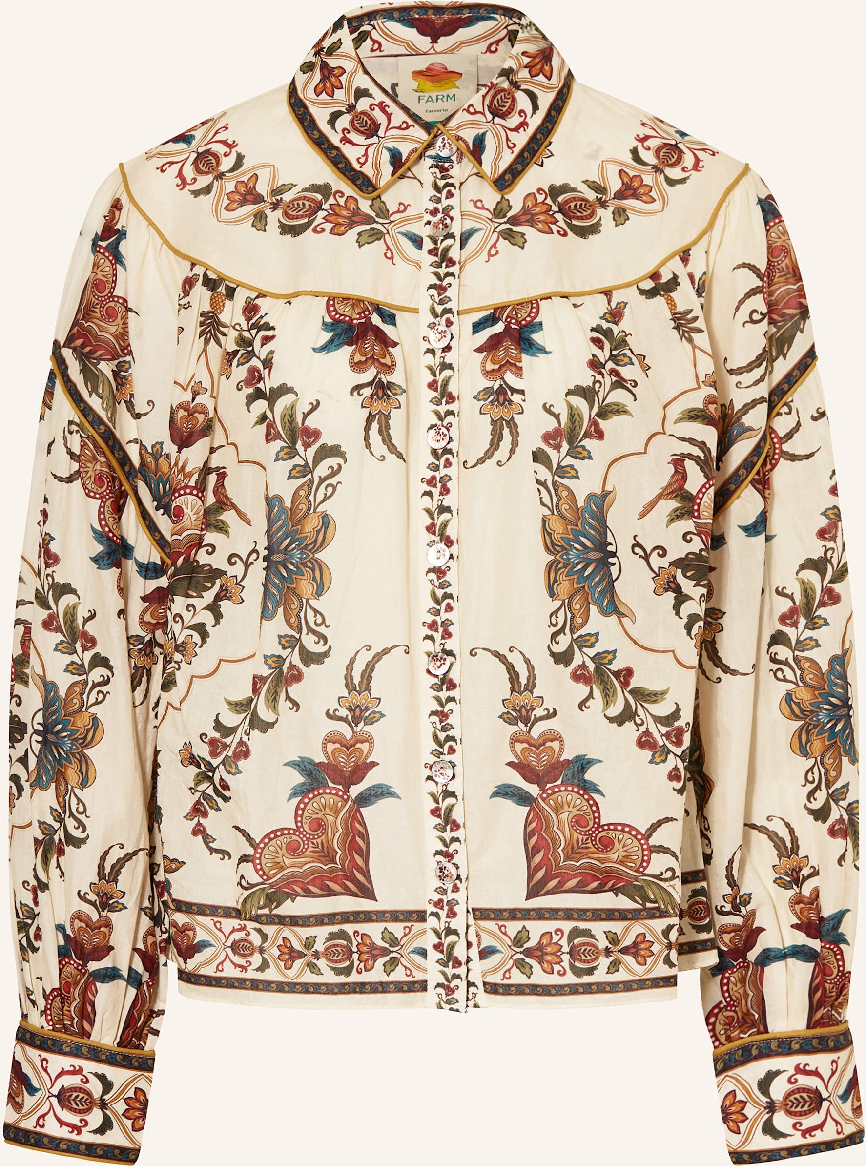 Farm Rio Hemdbluse Majestic Hearts beige