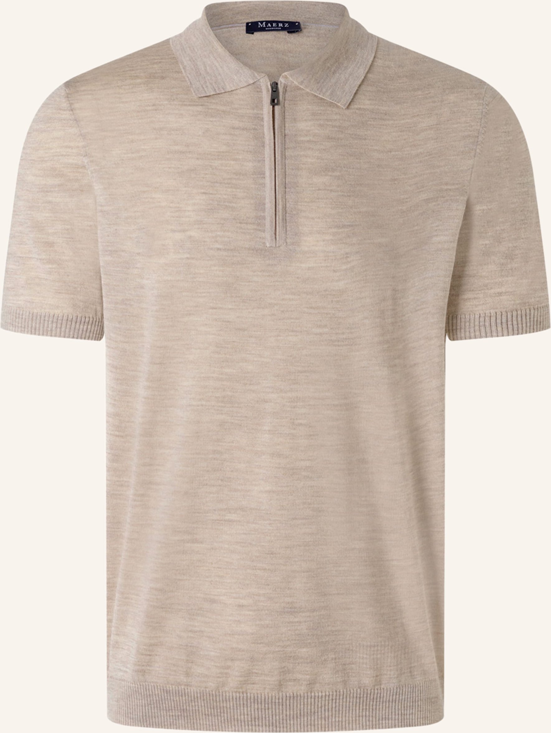 Maerz Muenchen Strick-Poloshirt Aus Merinowolle beige