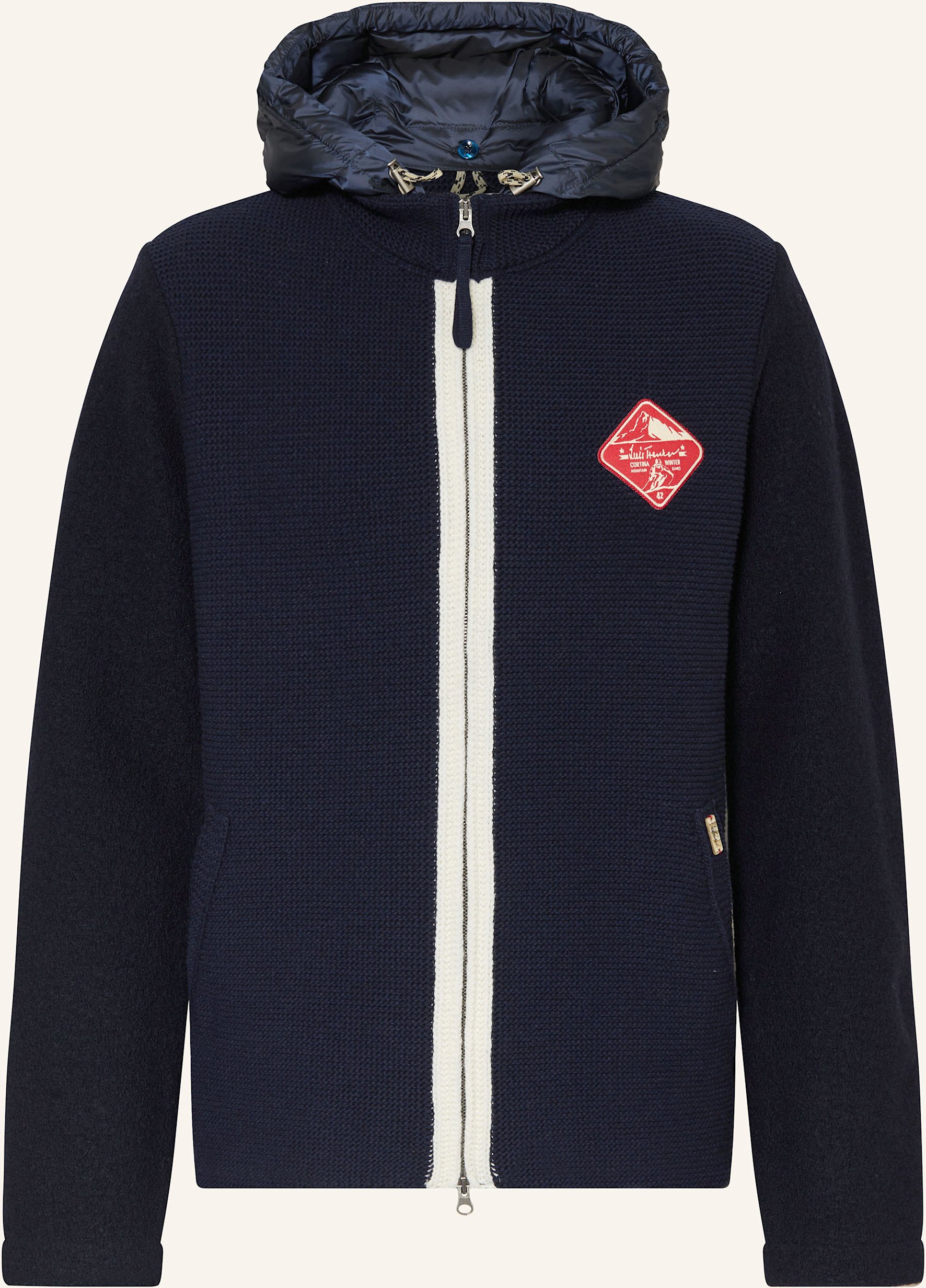 Luis Trenker Strickjacke Mit Abnehmbarer Kapuze blau