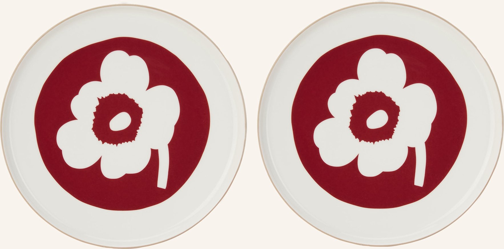 Marimekko 2er-Set Speiseteller Oiva/Unikko rot