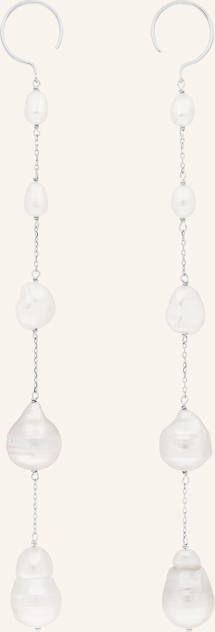 Leaf Ohrhänger Barock Perls Aus 14 Karat Weißgold silber