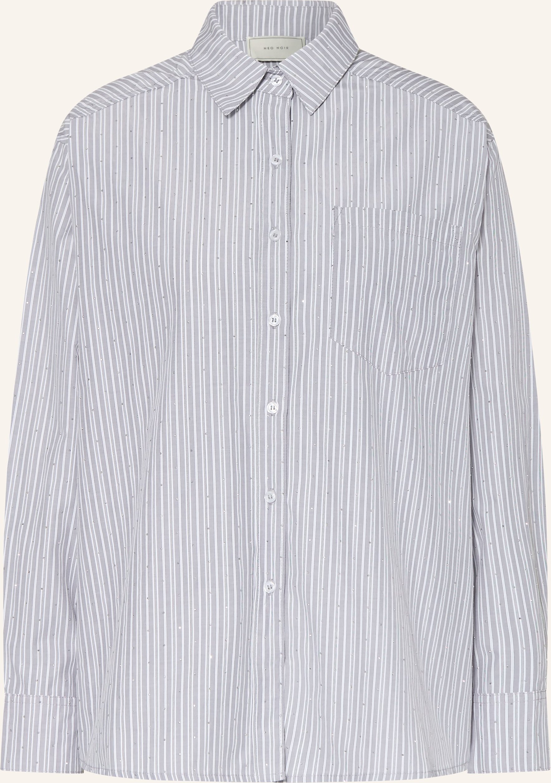 Neo Noir Hemdbluse Dalma Mit Schmucksteinen grau