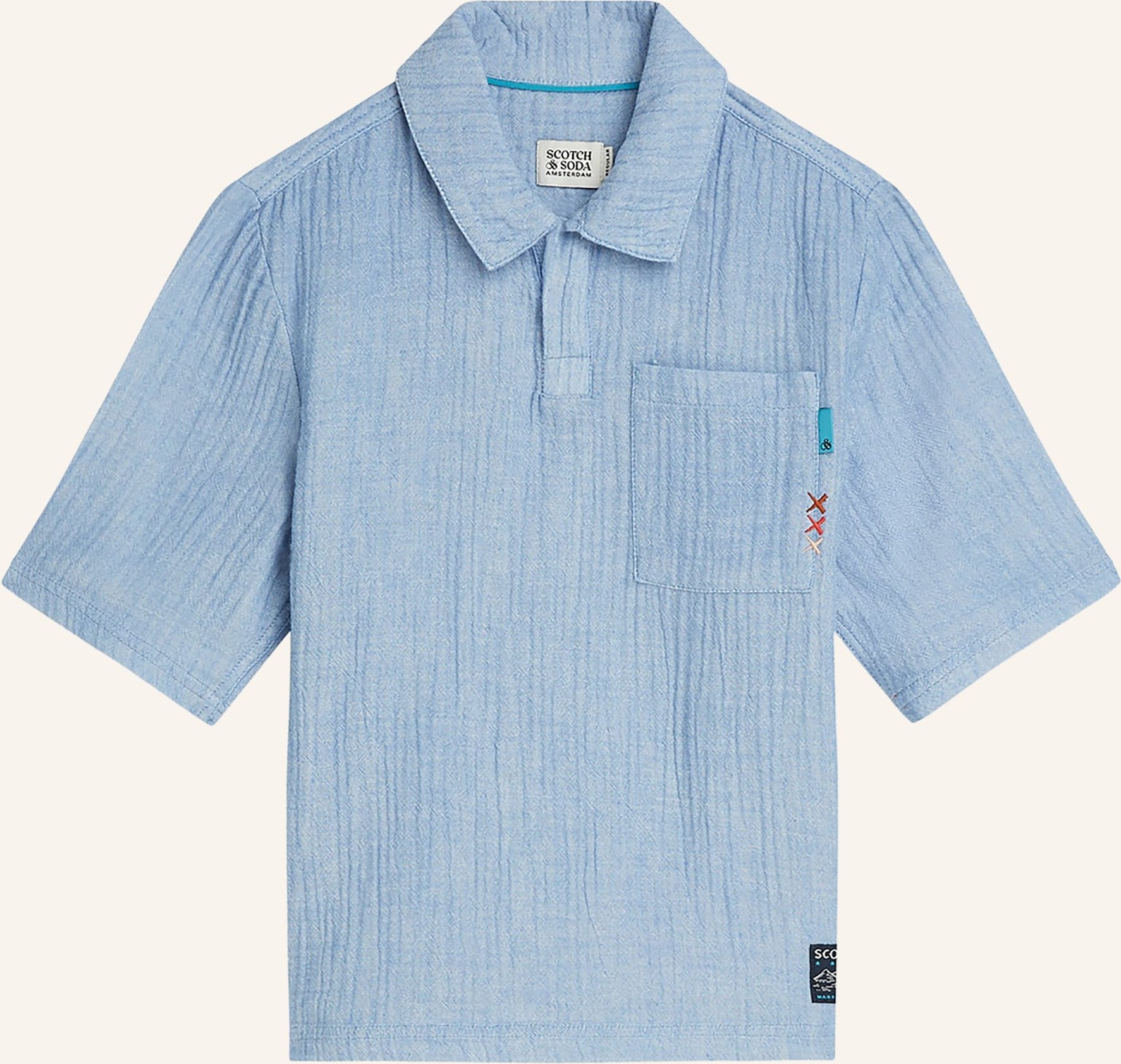 Scotch & Soda Musselin-Poloshirt blau