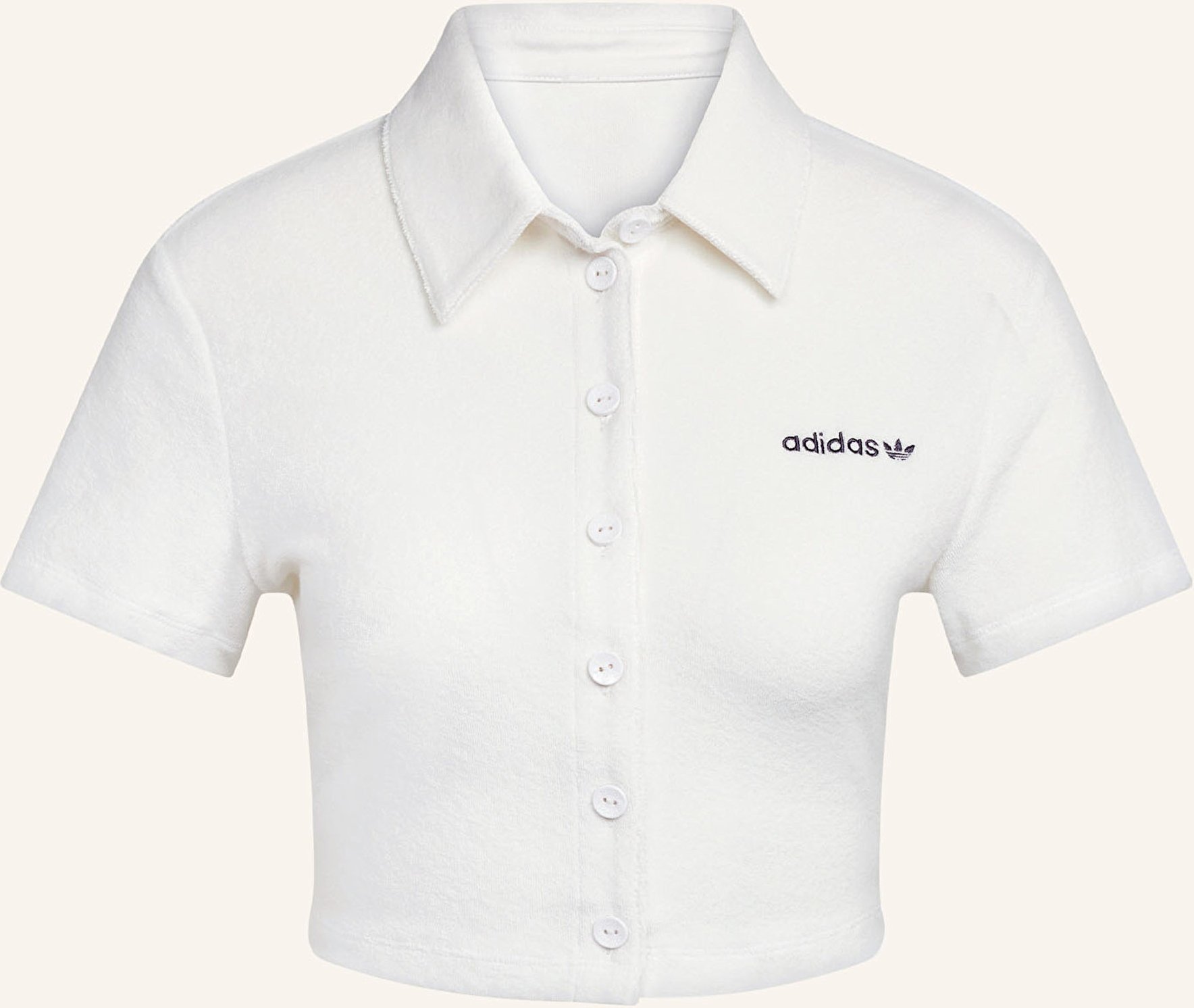 Adidas Originals Cropped-Poloshirt Striped Towel Button Up Aus Frottee weiss