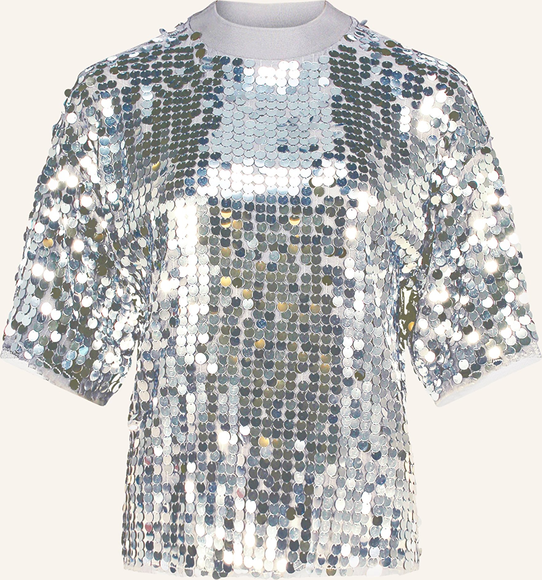 Cartoon T-Shirt Mit Pailletten silber