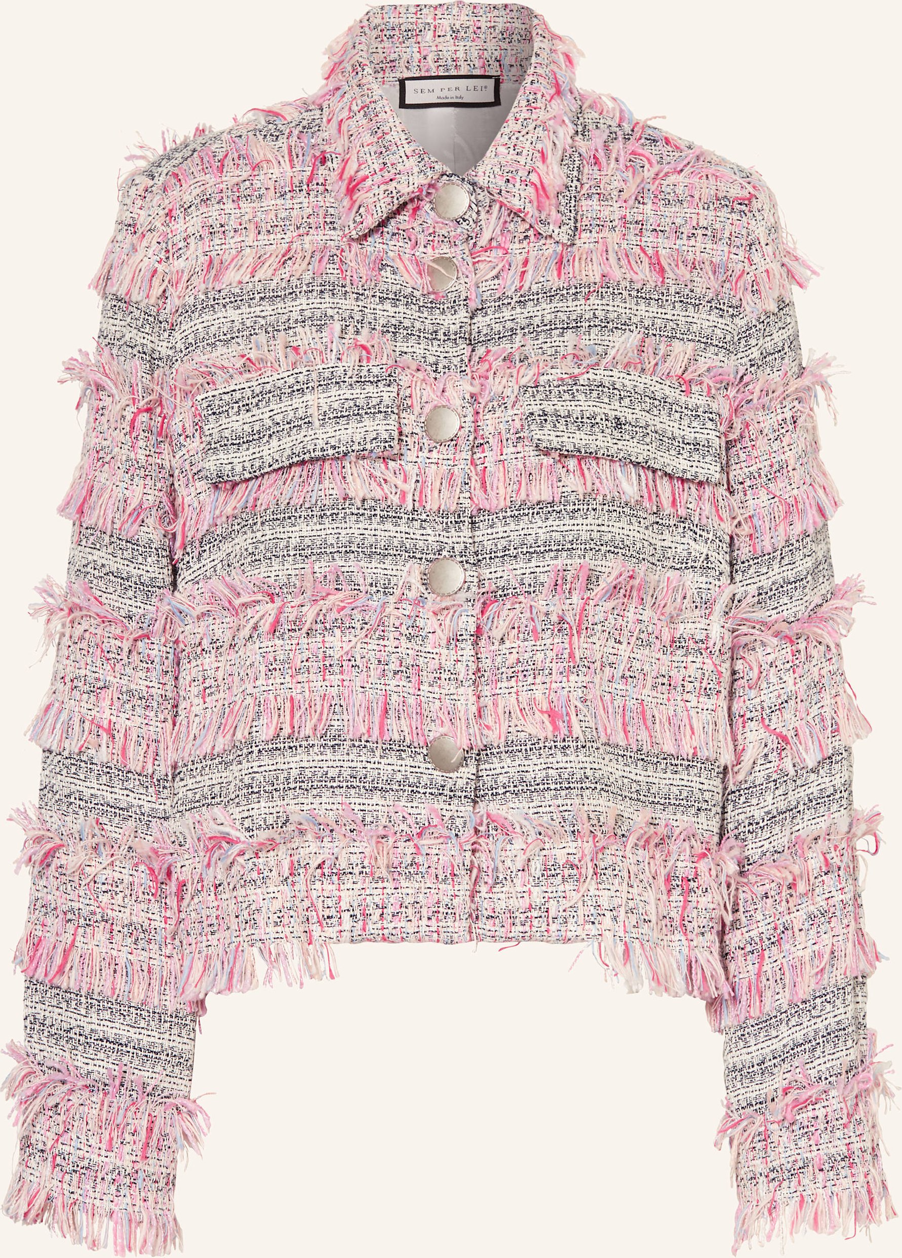 Sem Per Lei Kastenjacke Aus Bouclé Mit Glitzergarn rosa