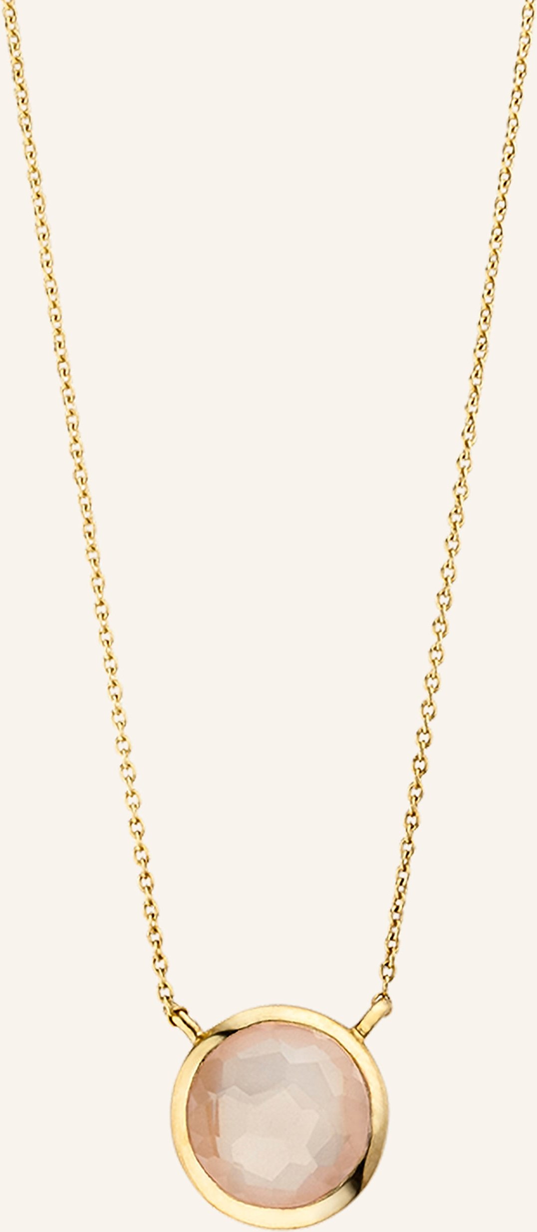 Leaf Halskette Rosenquarz aus14 Karat Gelbgold gold