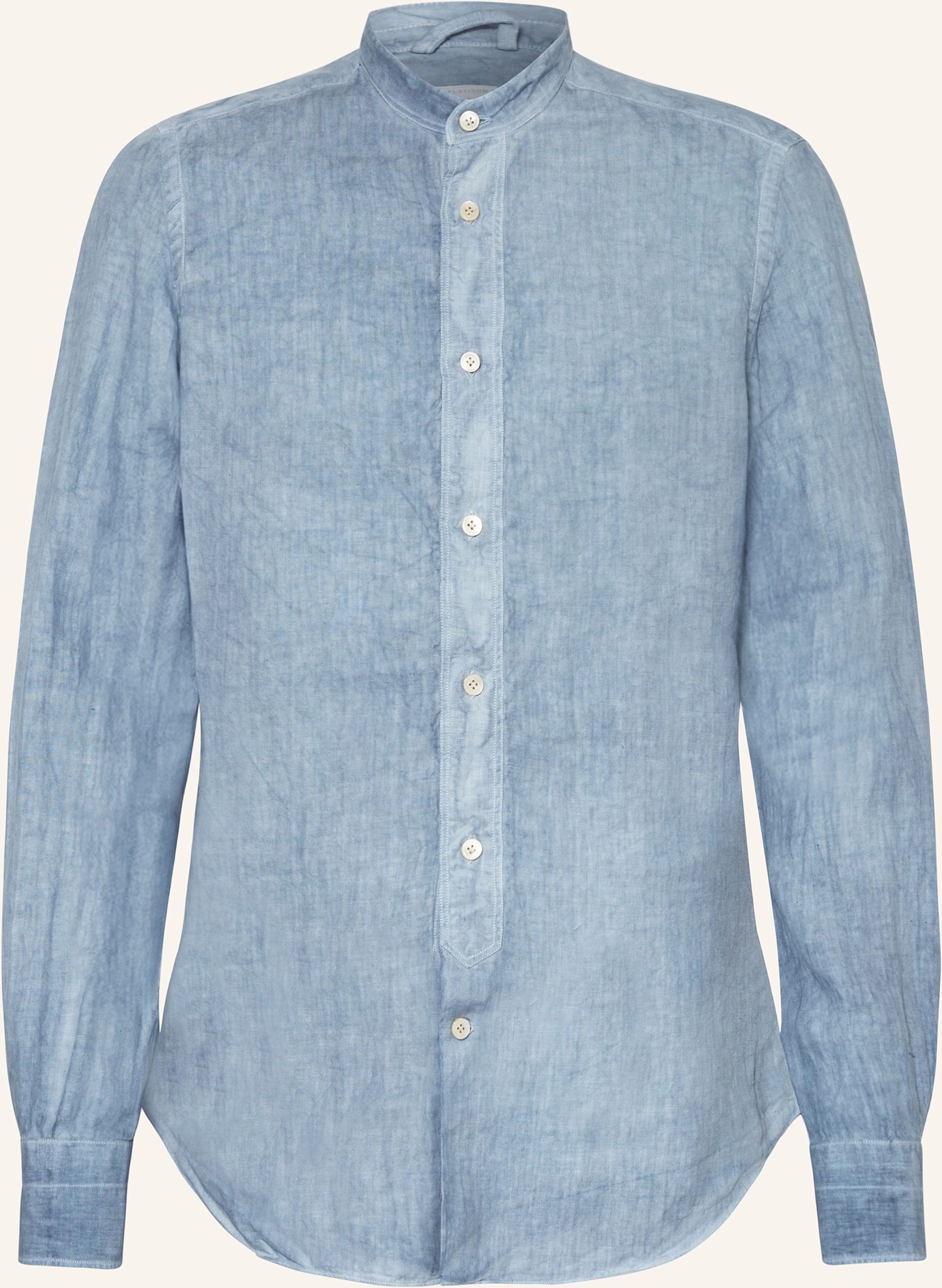 Eleventy Leinenhemd Comfort Fit Mit Stehkragen blau