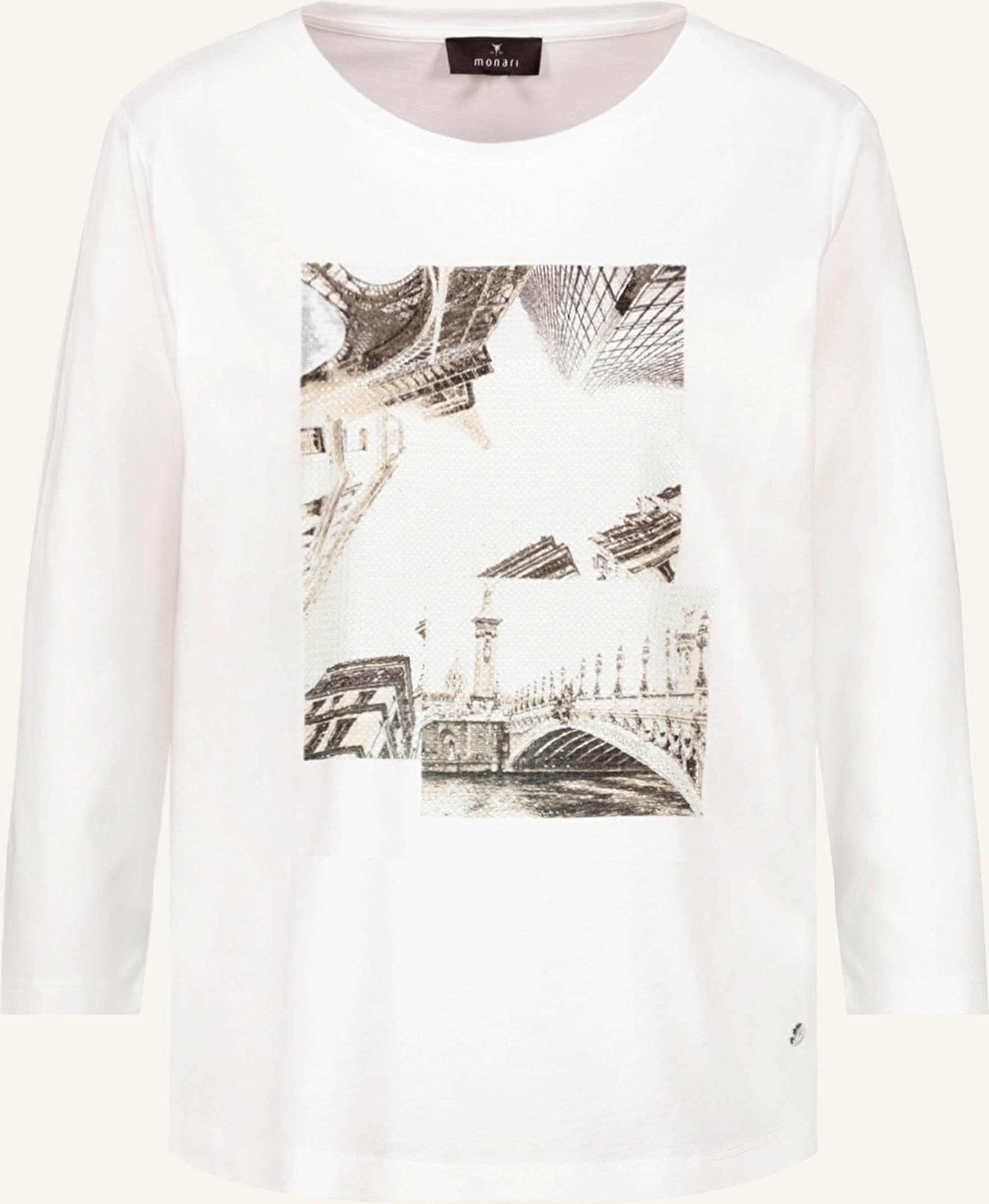 Thumbnail - Monari Shirt Mit 3/4-Arm Und Schmucksteinen weiss