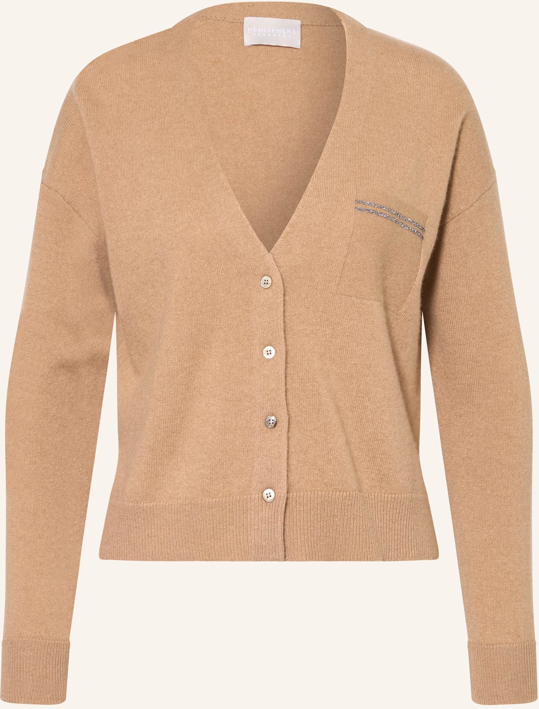 Thumbnail - Hemisphere Strickjacke Aus Cashmere Mit Schmucksteinen braun