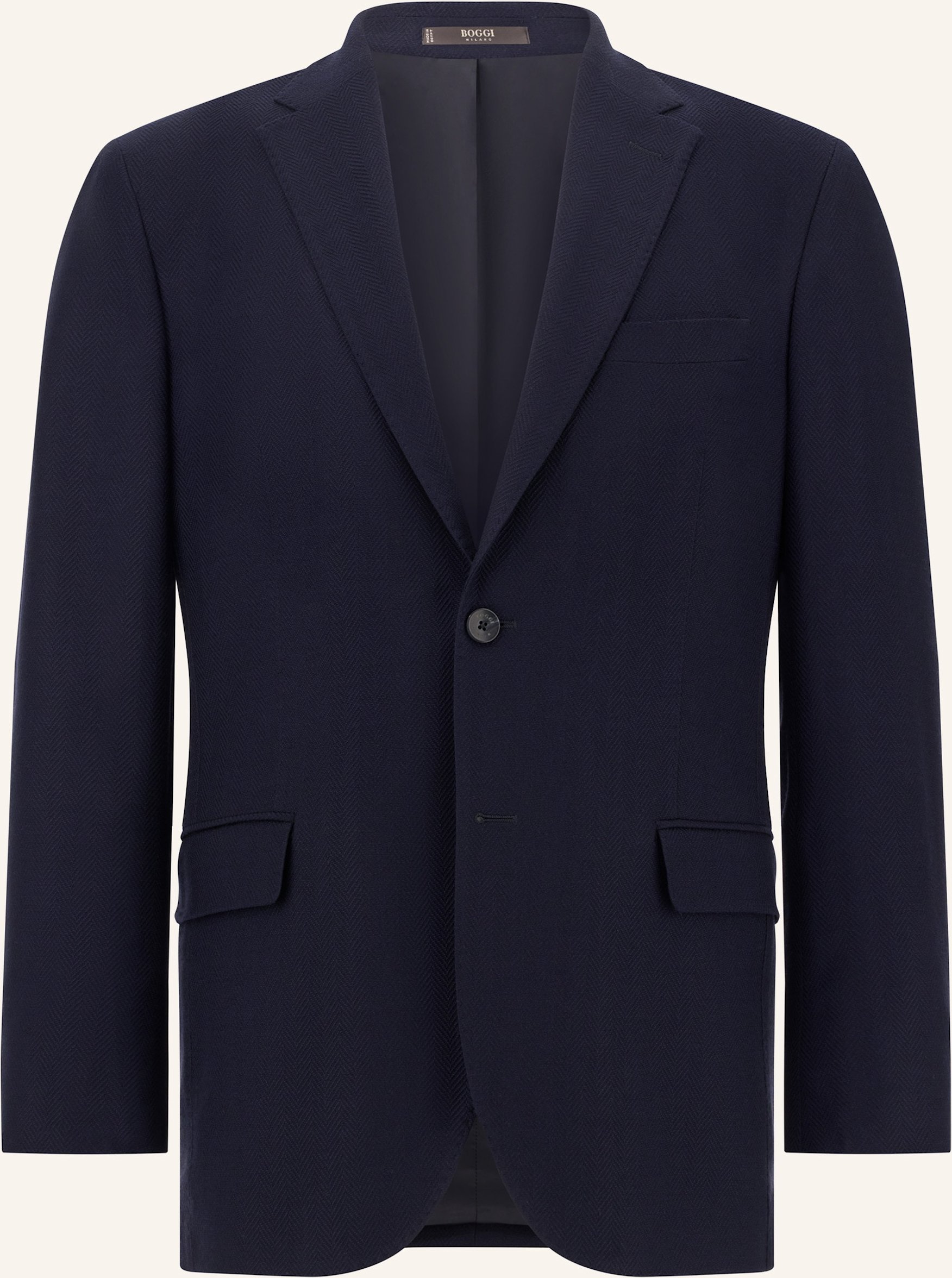 Boggi Milano Herringbone Stretch Wool Jacket blau