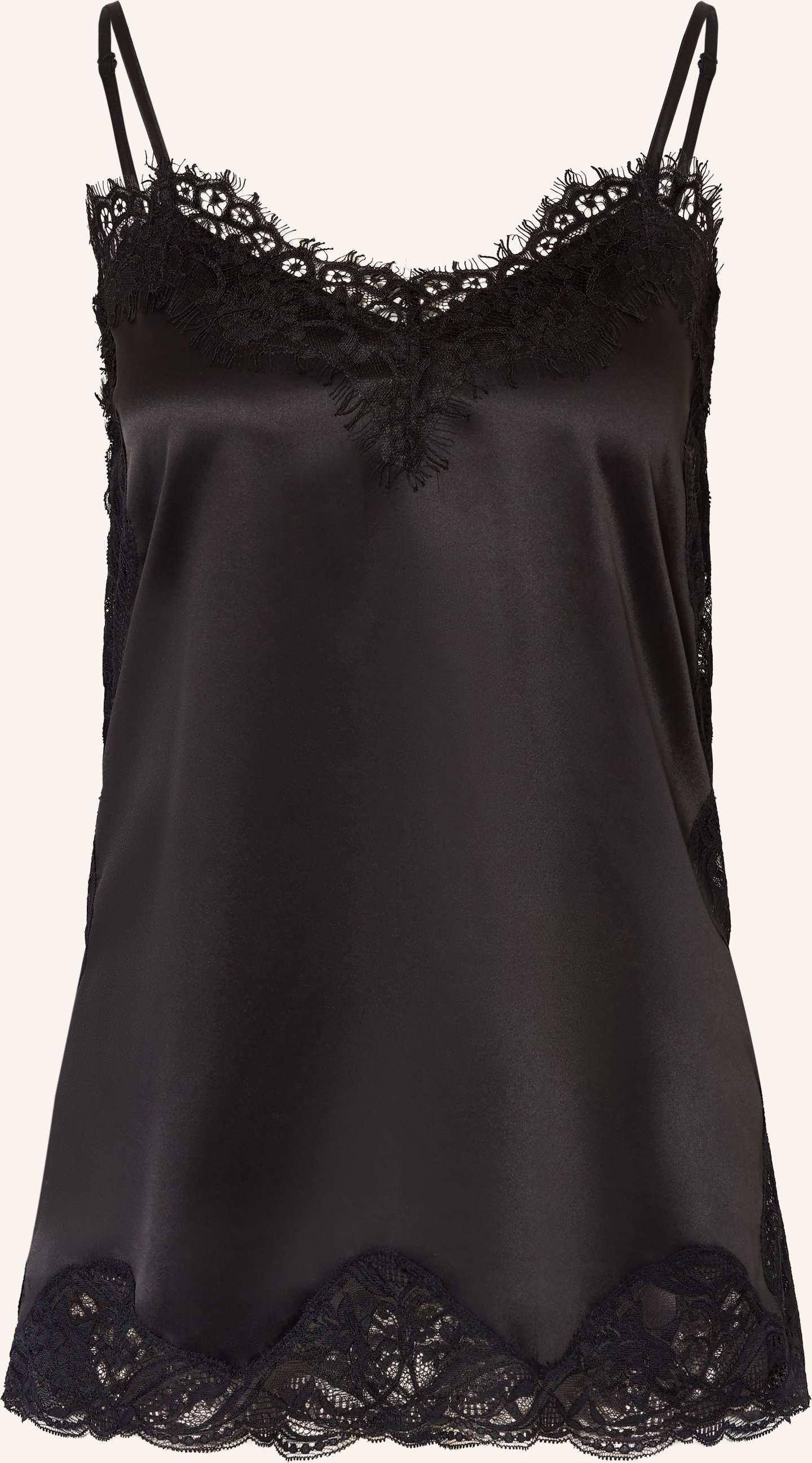 Mrs & Hugs Satintop Mit Spitze schwarz