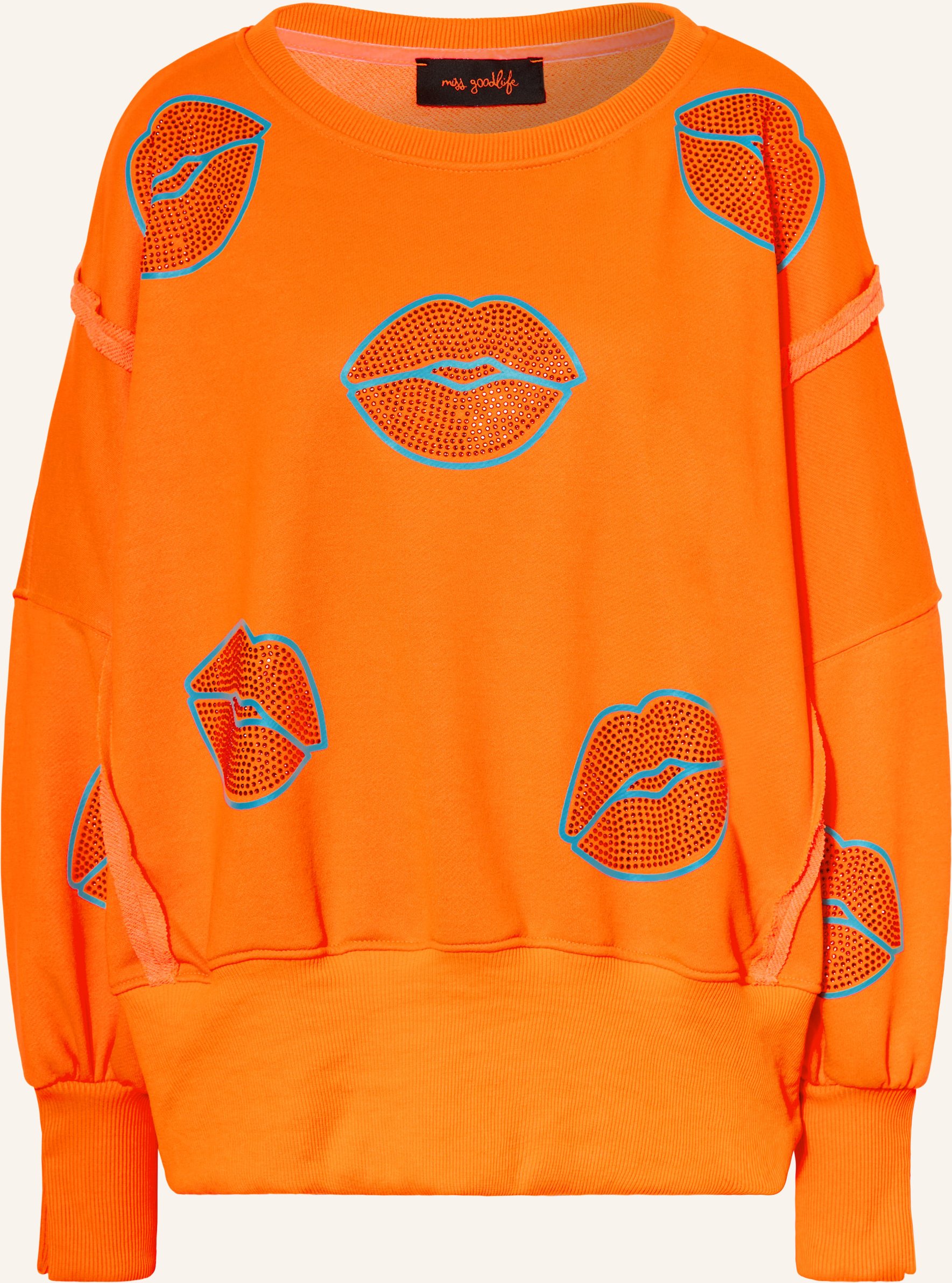 Miss Goodlife Oversized-Sweatshirt Mit Schmucksteinen orange
