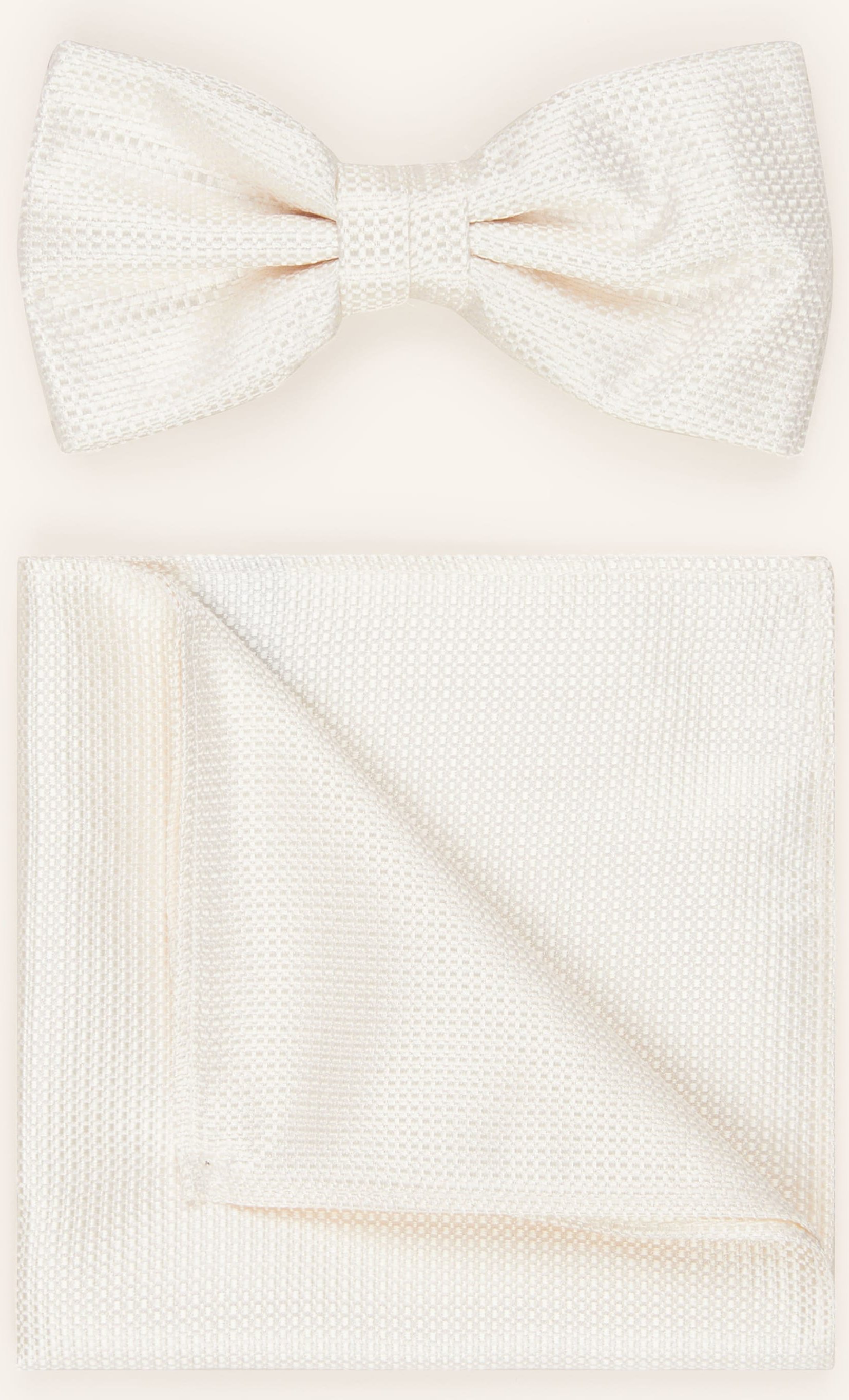 Prince Bowtie Set: Fliege Und Einstecktuch weiss
