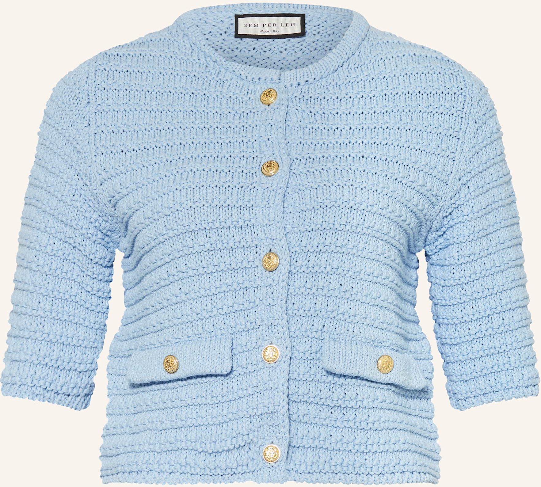 Thumbnail - Sem Per Lei Strickjacke Mit 3/4-Arm blau