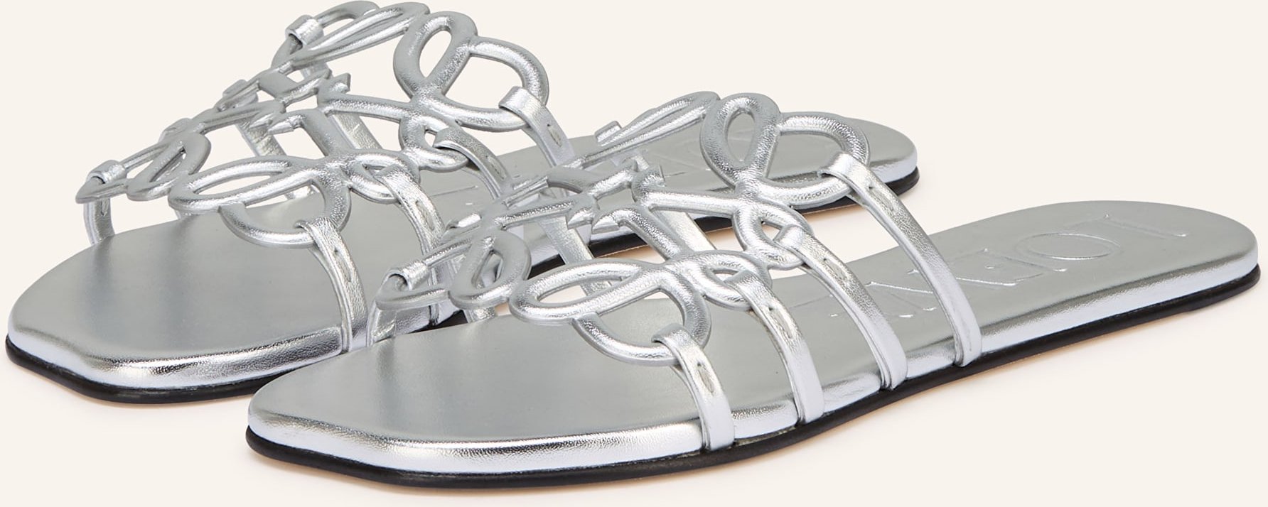 Loewe Pantoletten Petal Anagram silber