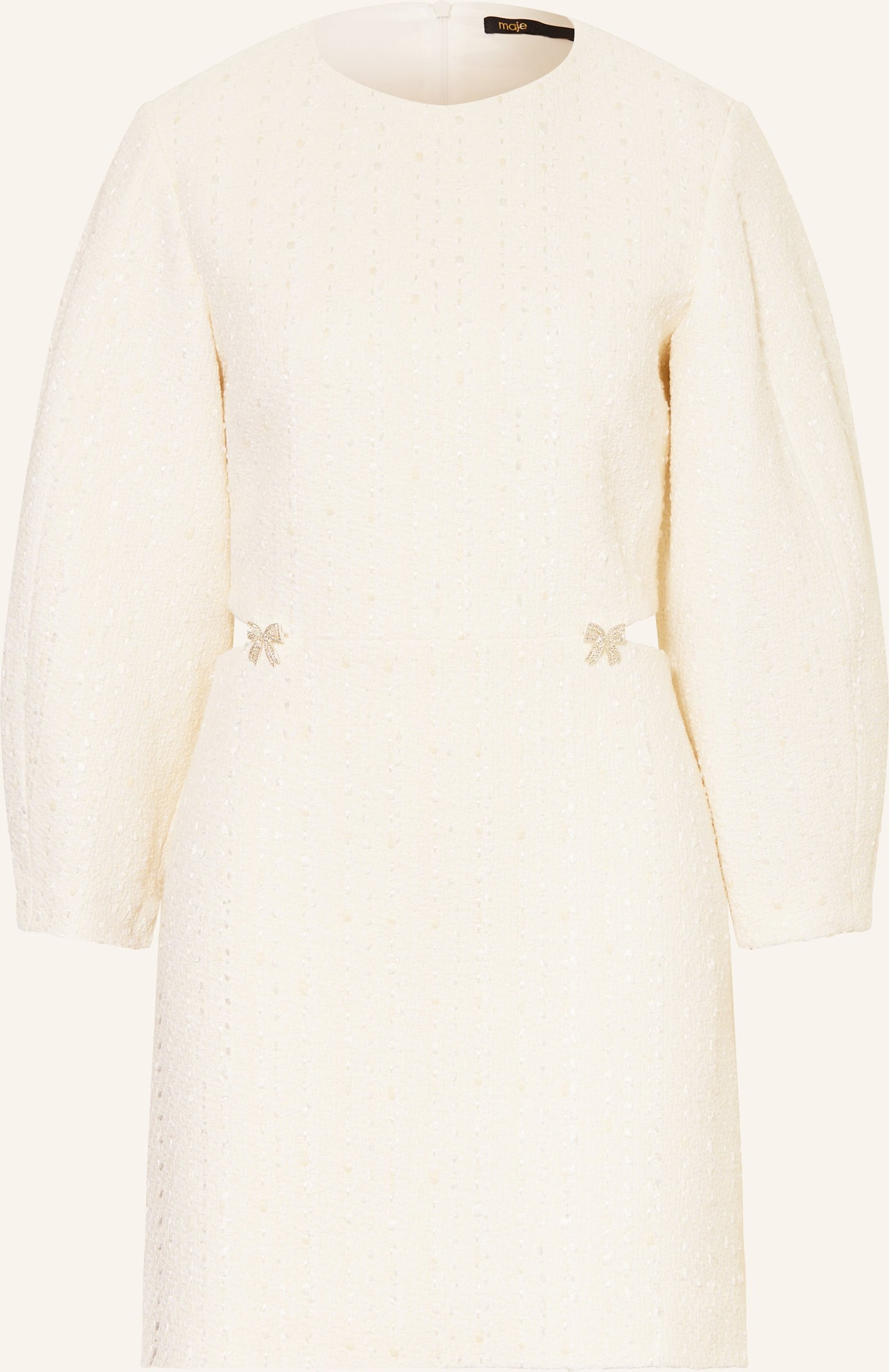 Maje Tweed-Kleid Mit 3/4-Arm Und Cut-Outs weiss