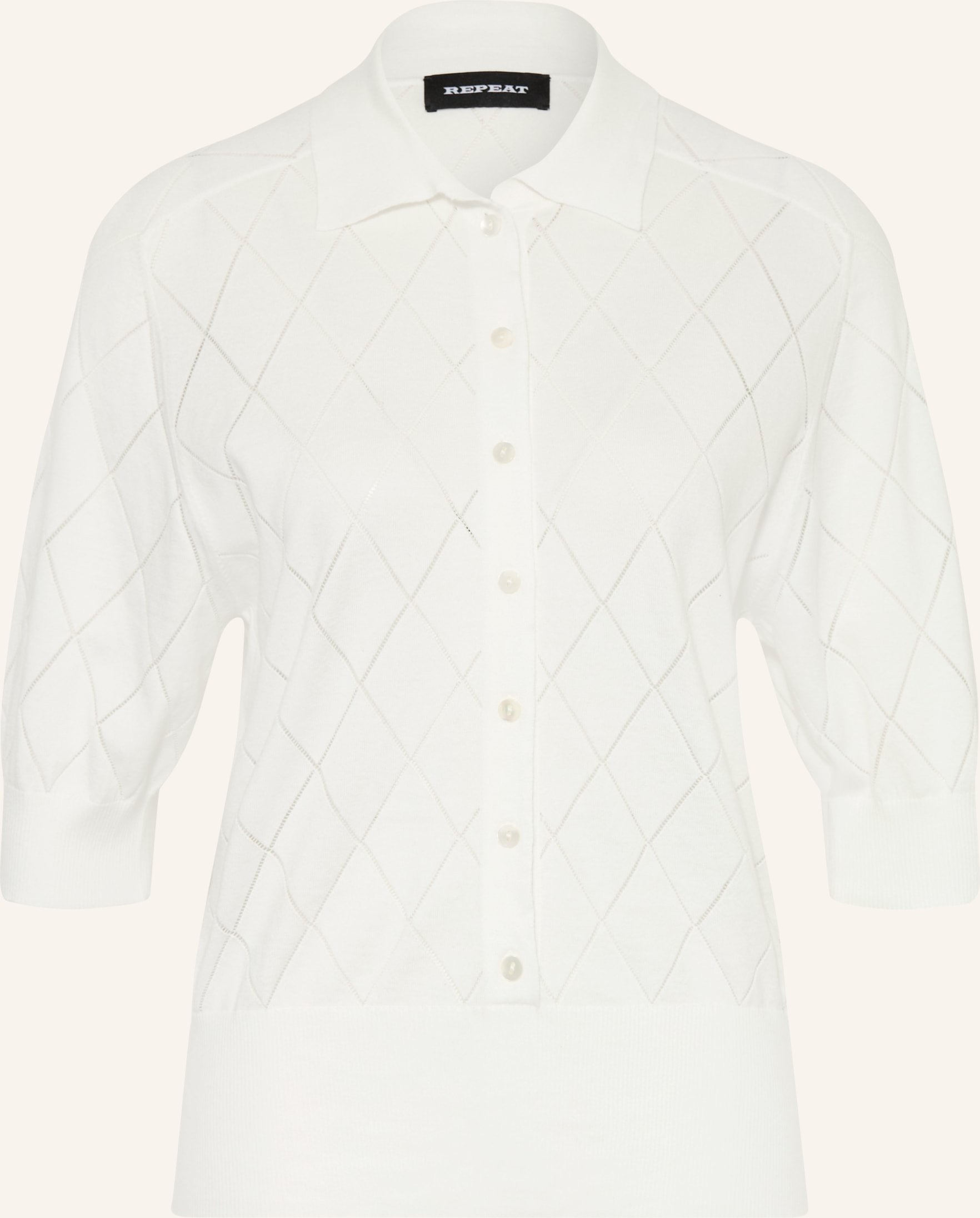 Repeat Strick-Poloshirt weiss