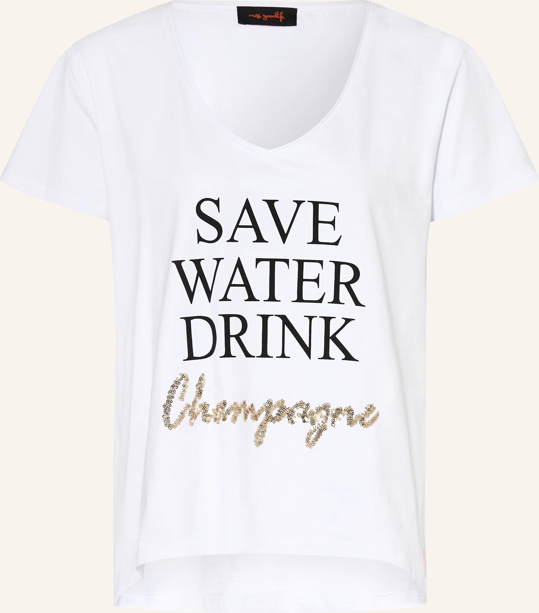 Miss Goodlife T-Shirt Mit Pailletten weiss