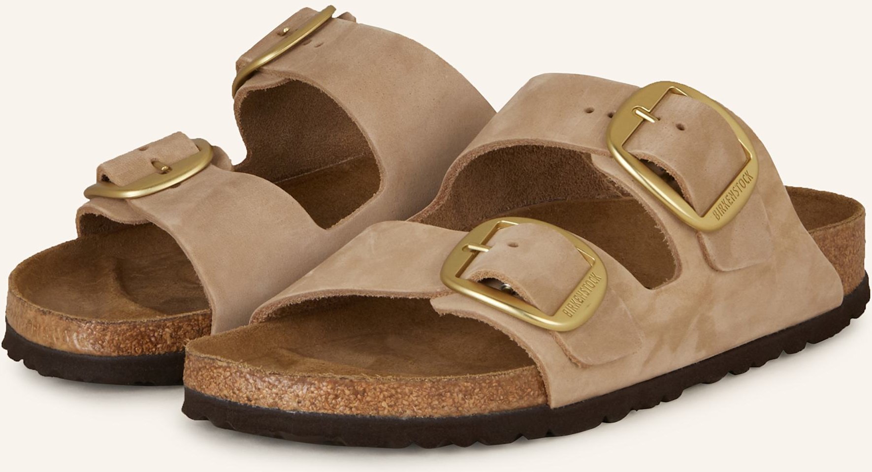 Birkenstock Pantoletten Arizona Big Buckle Lenb beige