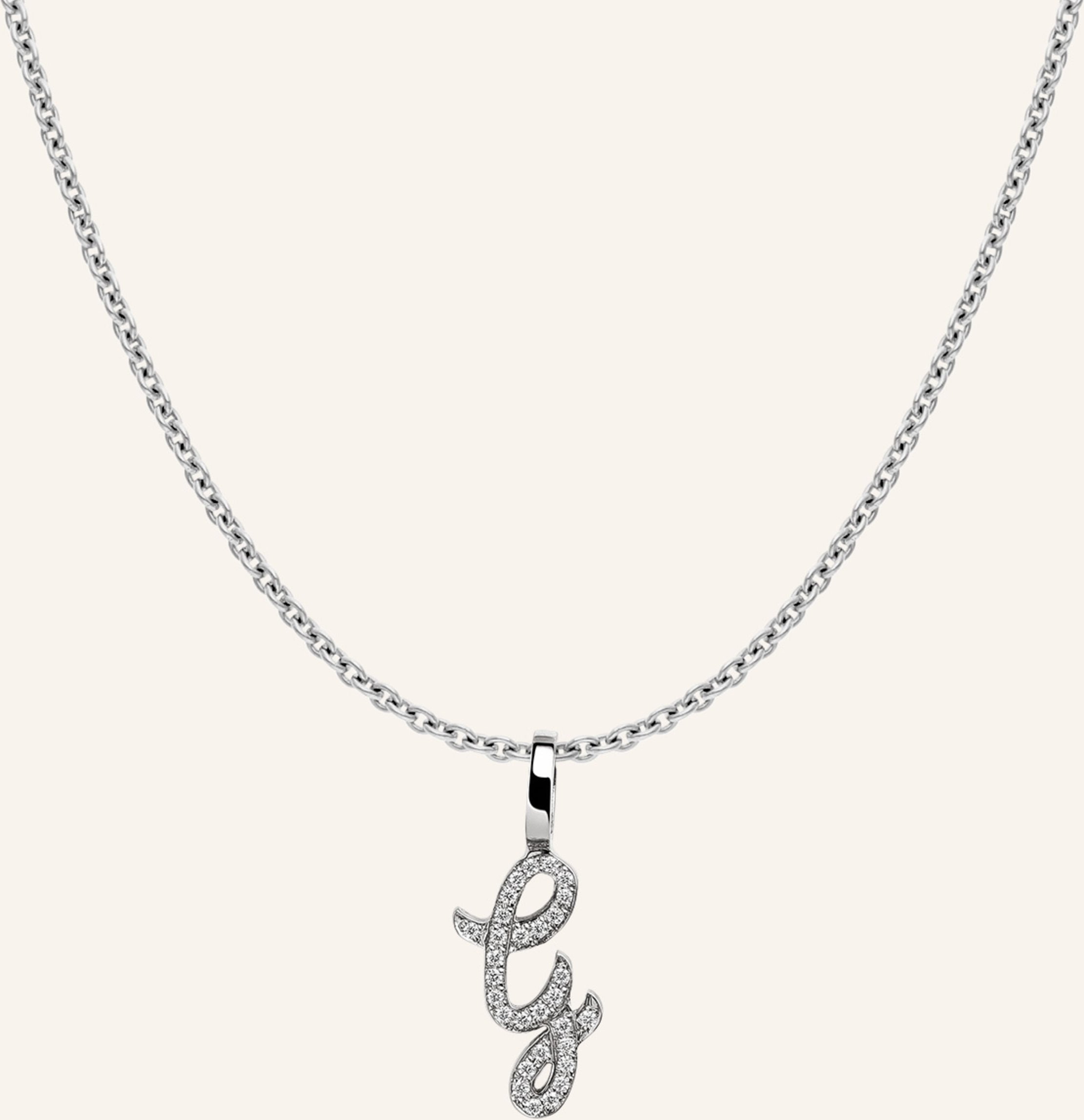 Cada Kette Tiny Diamond Letter G silber