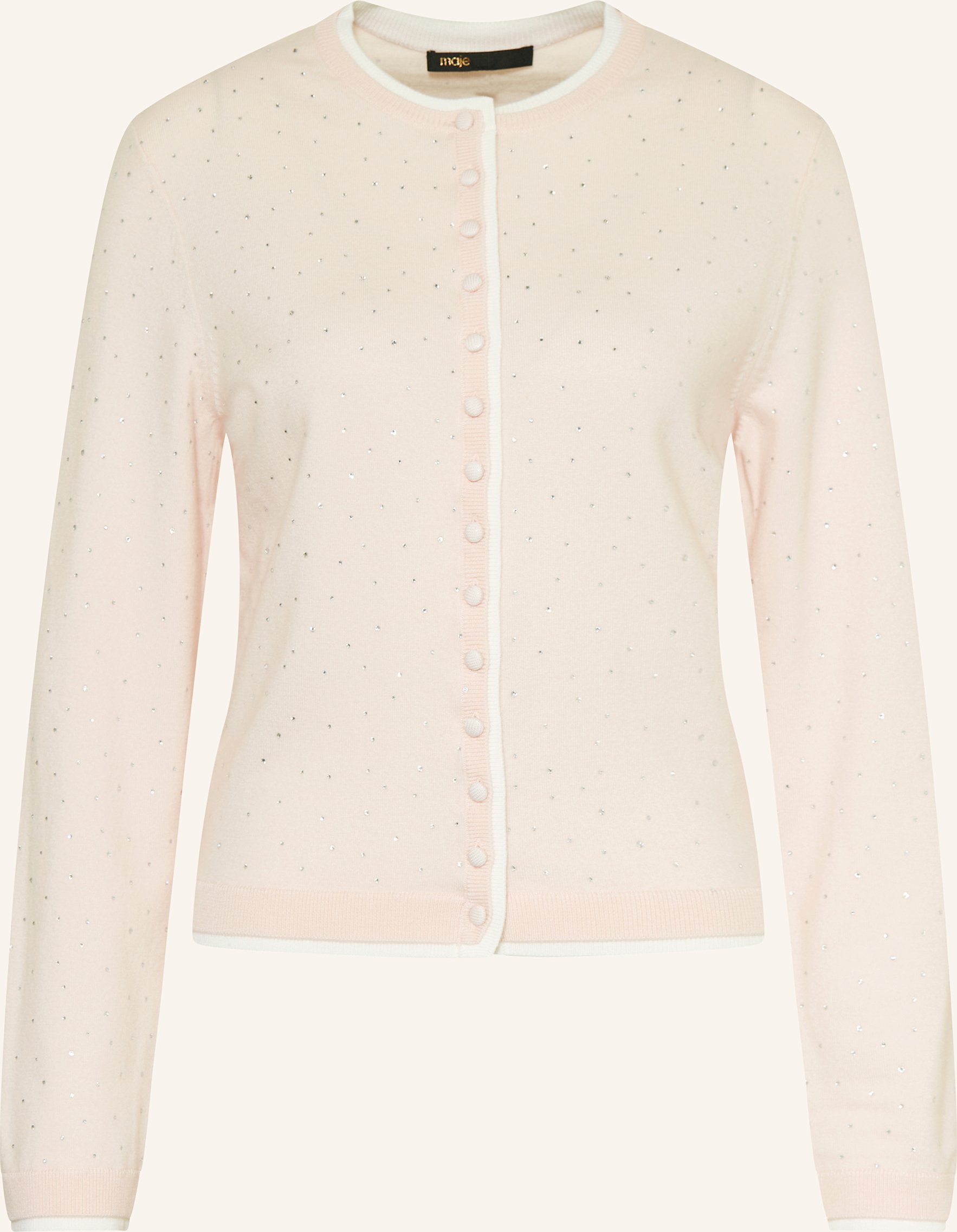 Thumbnail - Maje Strickjacke Mit Schmucksteinen rosa