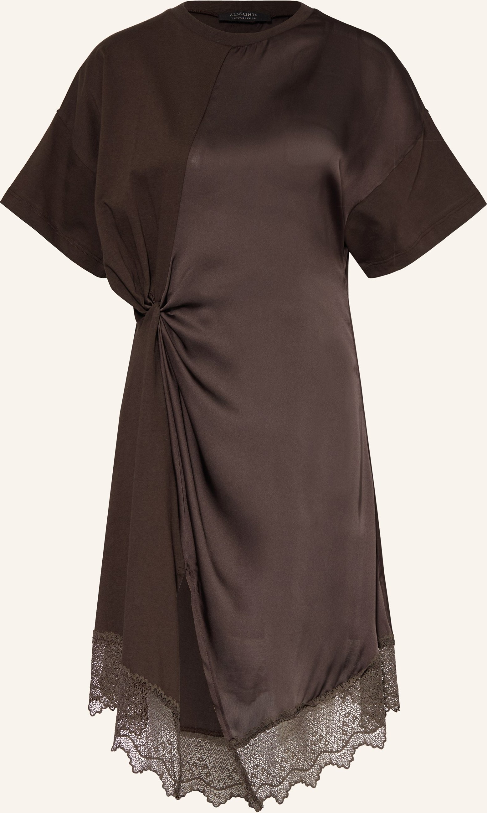 Allsaints Kleid Lana Im Materialmix Mit Spitze braun