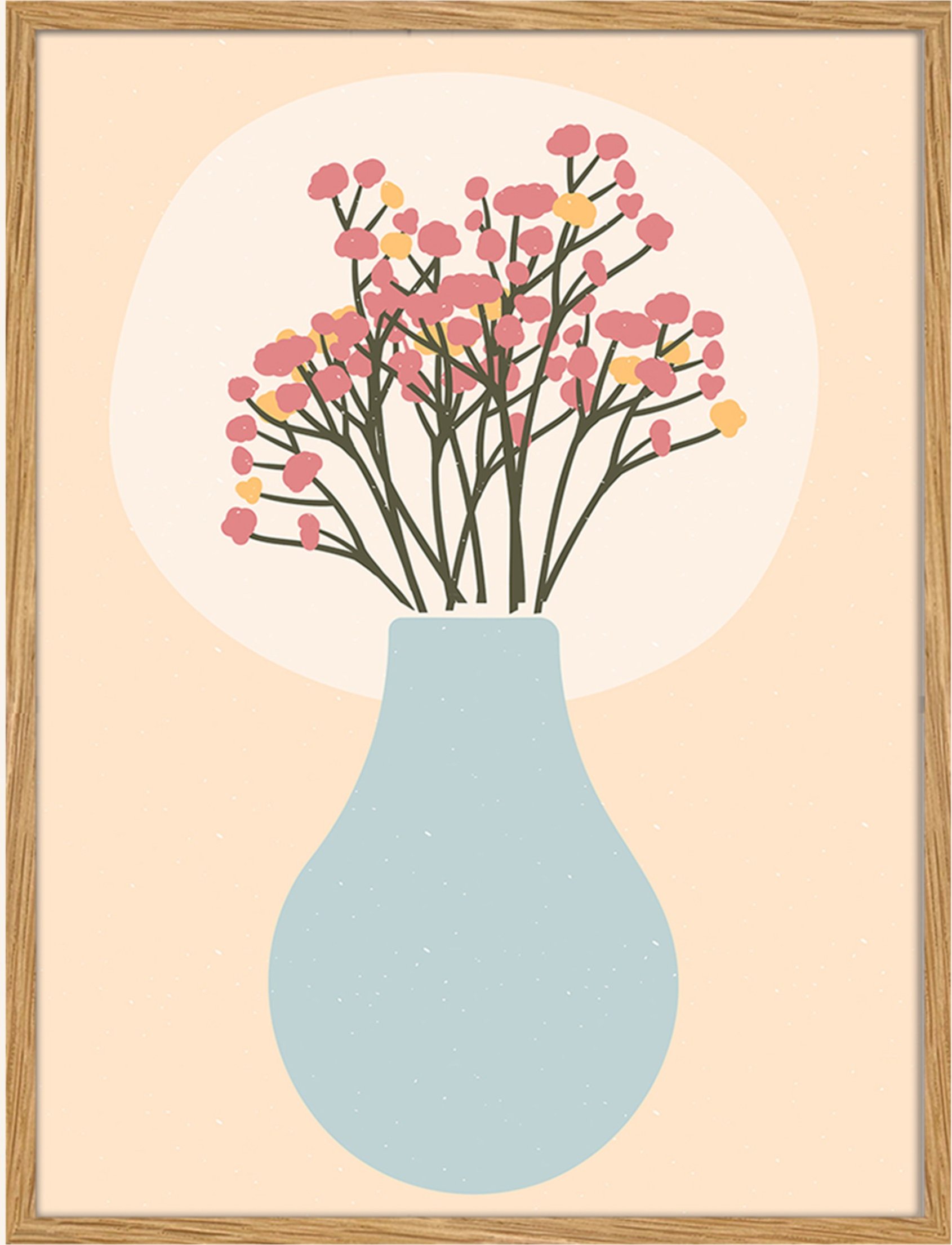 Liv Corday Wandbild Minimalistischer Blumenstrauß Mit Rahmen weiss