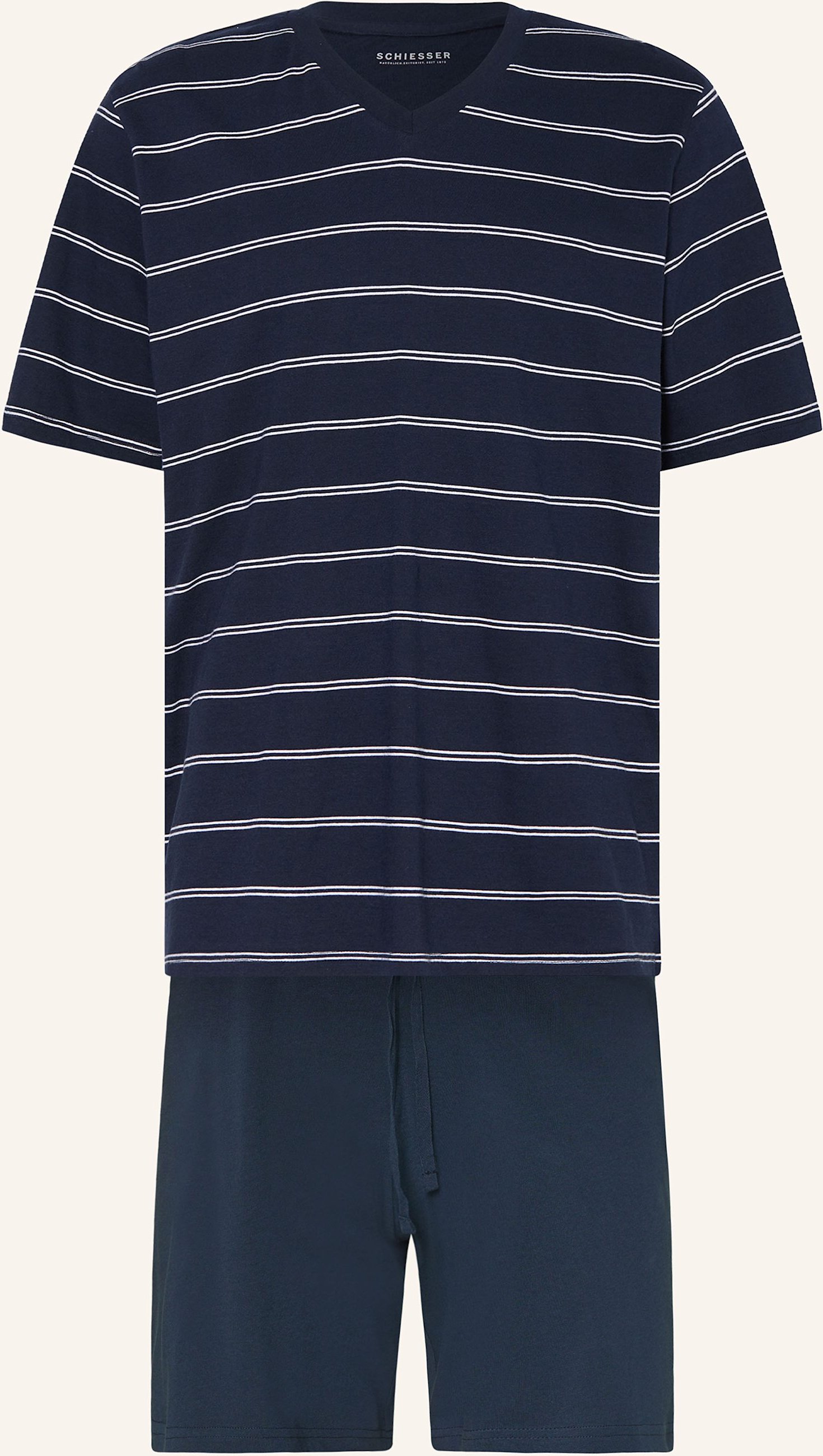 Schiesser Shorty-Schlafanzug Selected! Premium Inspiration blau