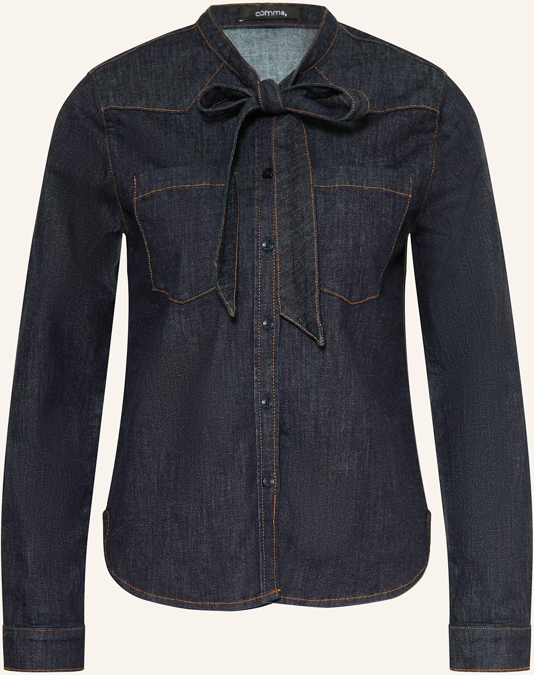 Thumbnail - Comma Schluppenbluse In Jeansoptik blau