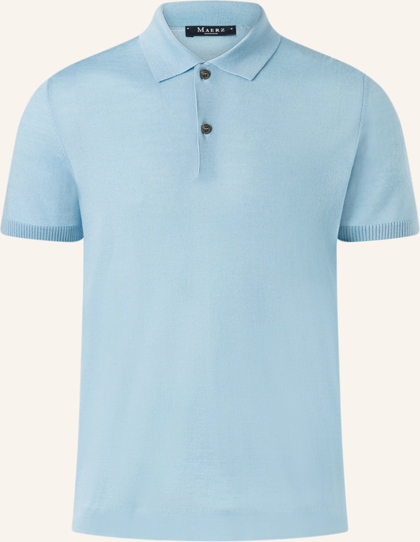 Maerz Muenchen Strick-Poloshirt Aus Merinowolle blau