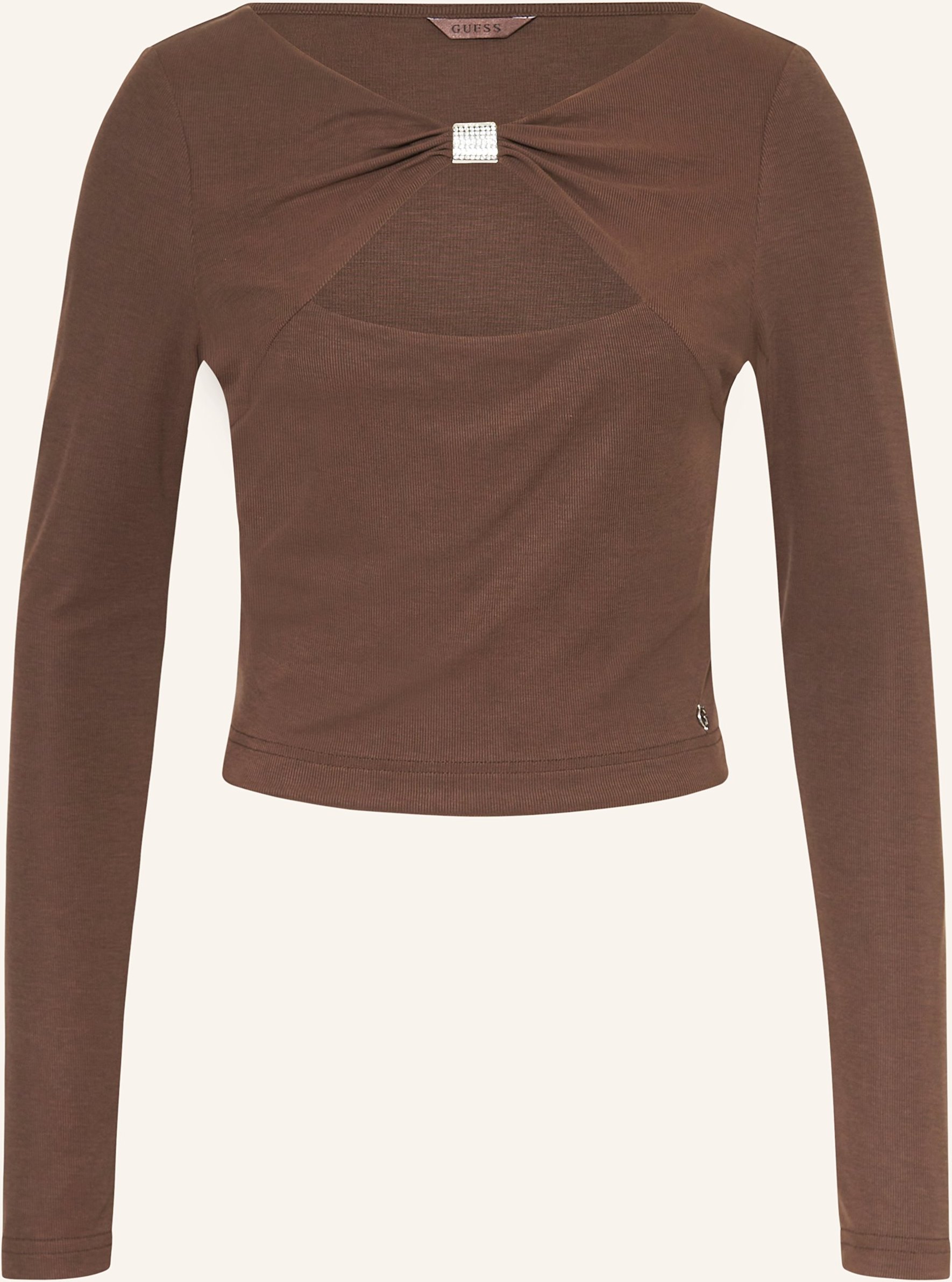 Guess Longsleeve Mit Cut-Out Und Schmucksteinen braun