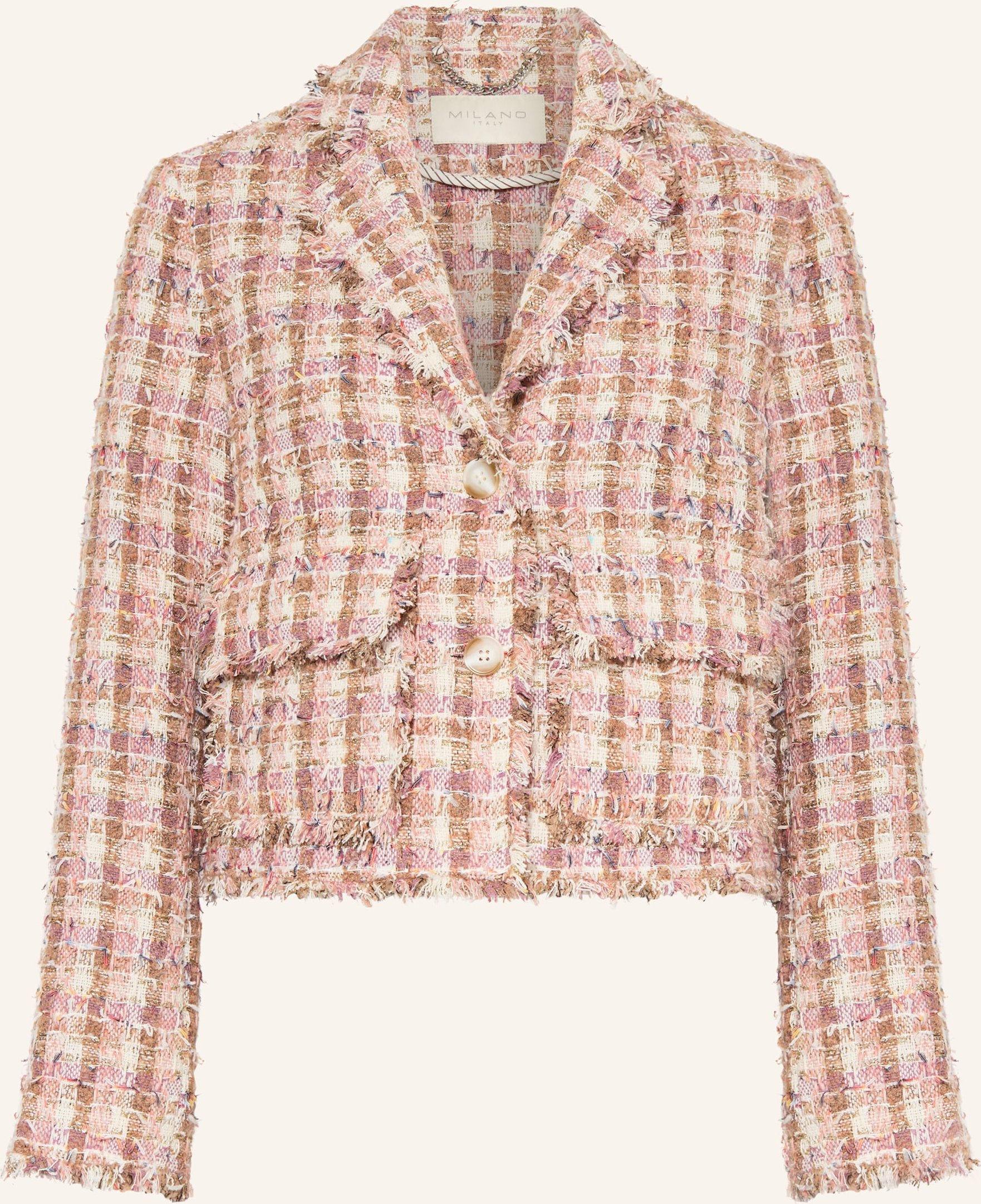 Milano Italy Tweed-Blazer Mit Glitzergarn pink