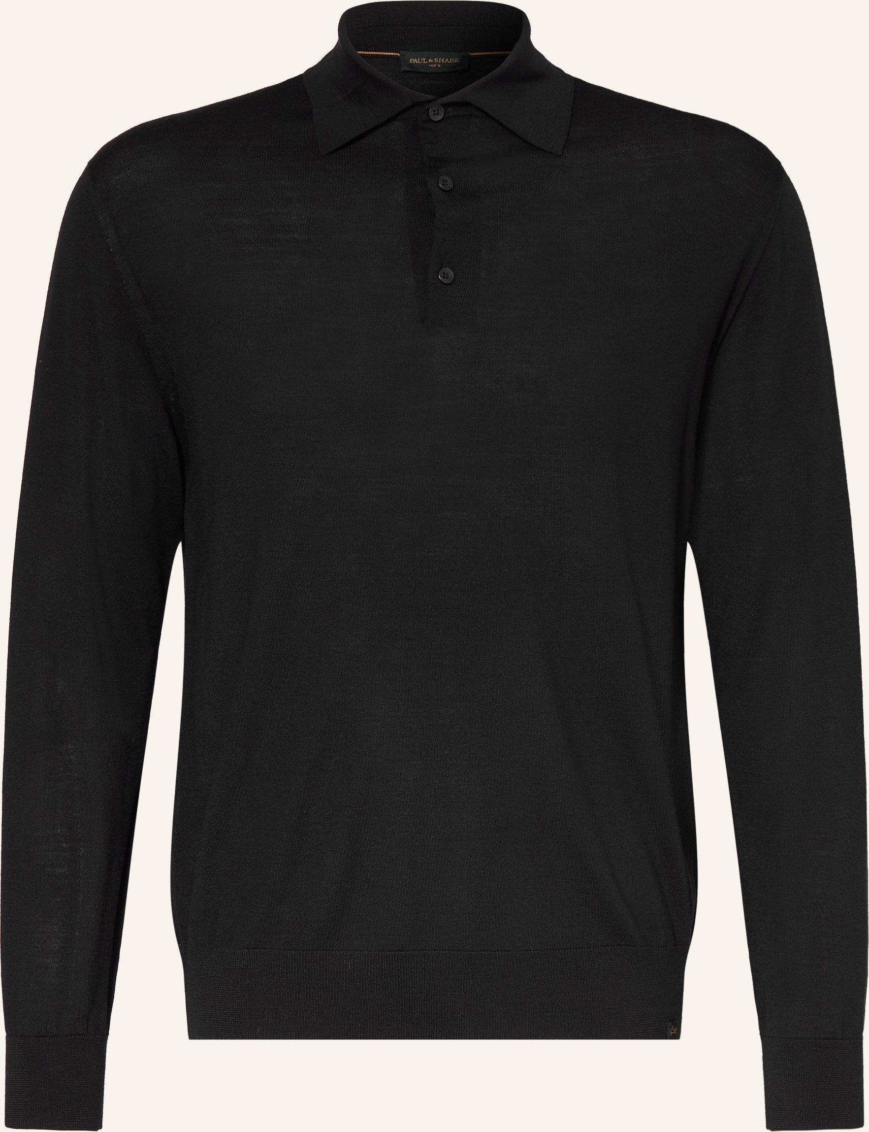 Thumbnail - Paul & Shark Strick-Poloshirt Regular Fit Aus Merinowolle schwarz