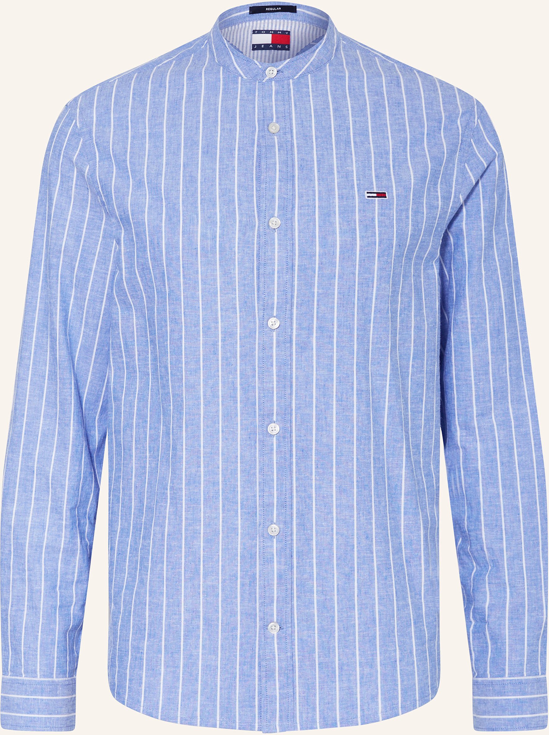 Tommy Jeans Hemd Regular Fit Mit Leinen blau