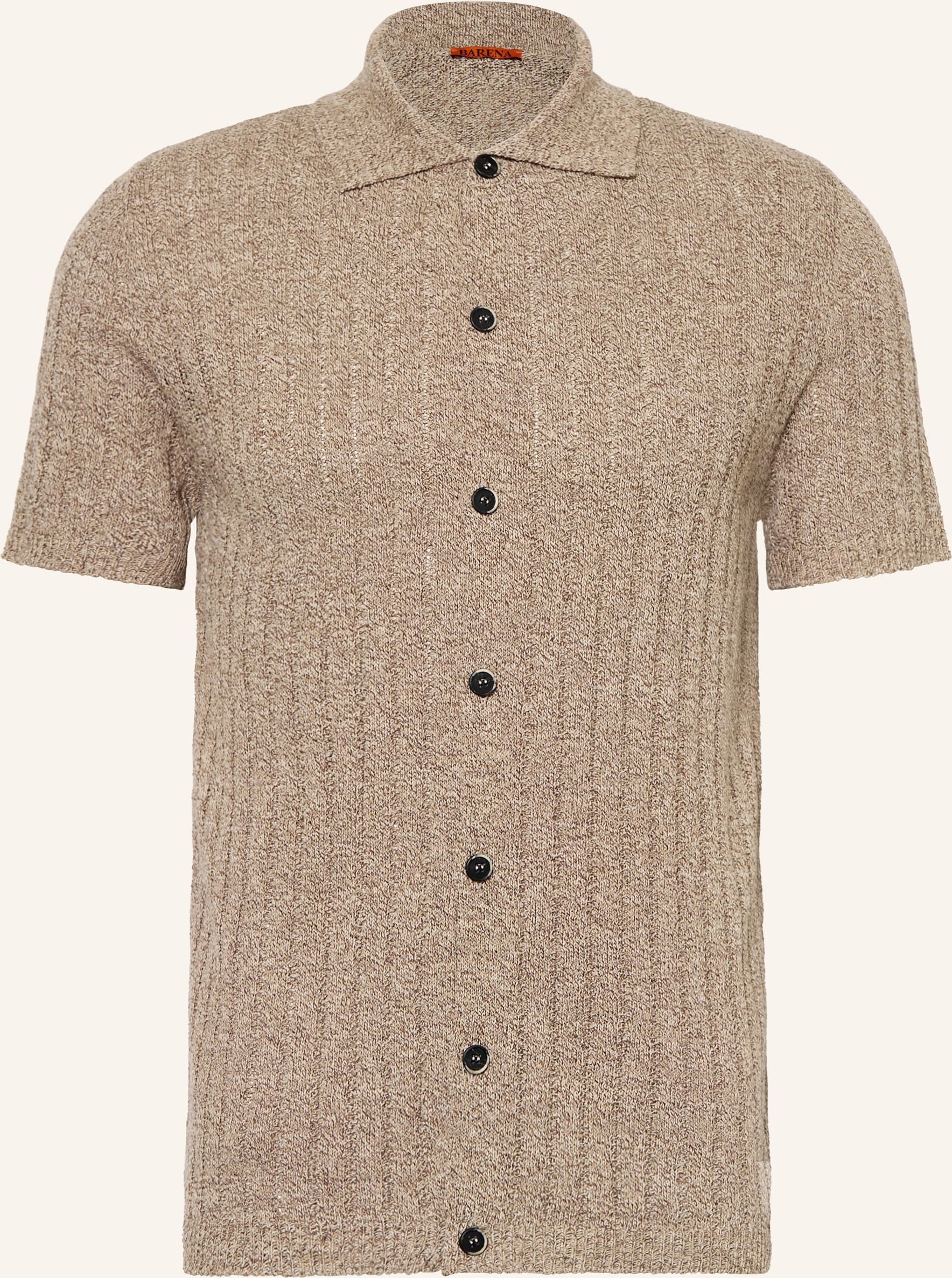 Barena Venezia Kurzam-Hemd Elo Extra Slim Fit Mit Leinen beige