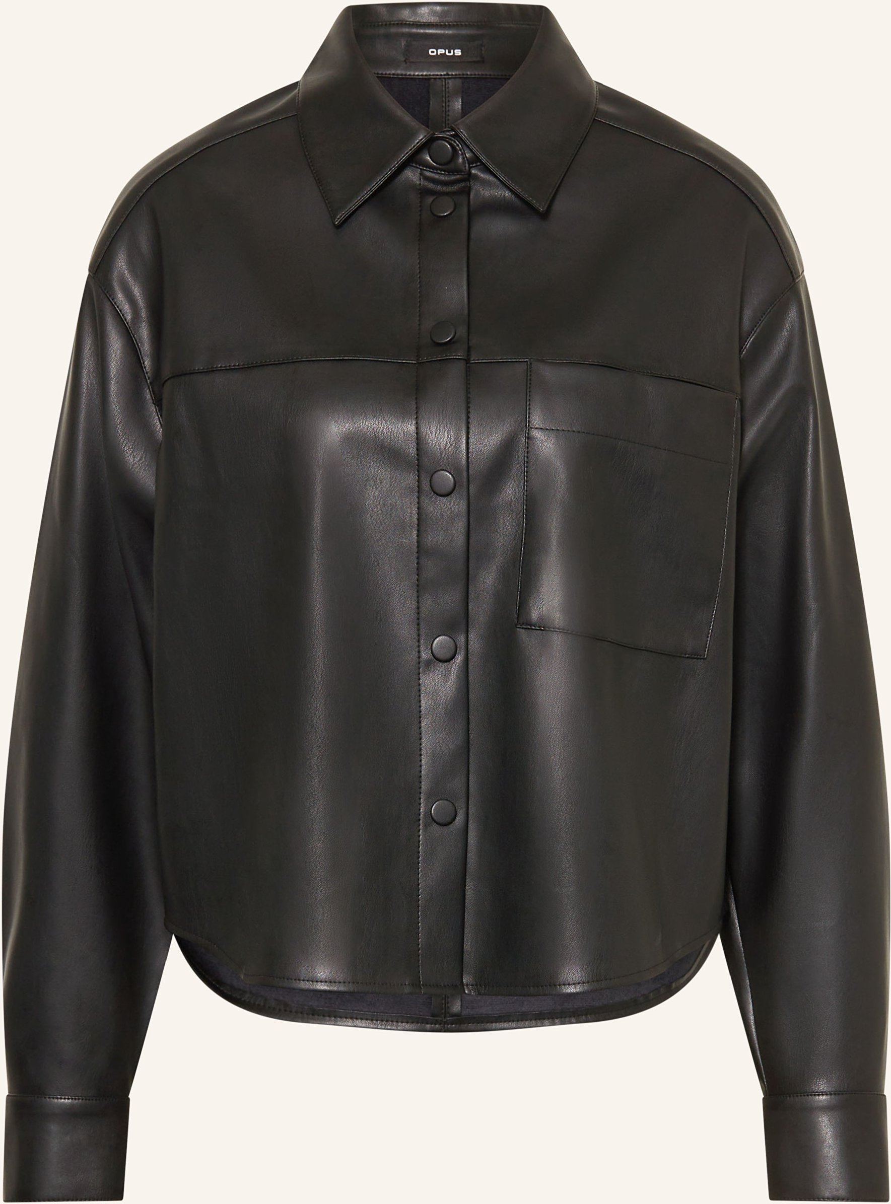 Opus Hemdbluse Fedgy In Lederoptik schwarz