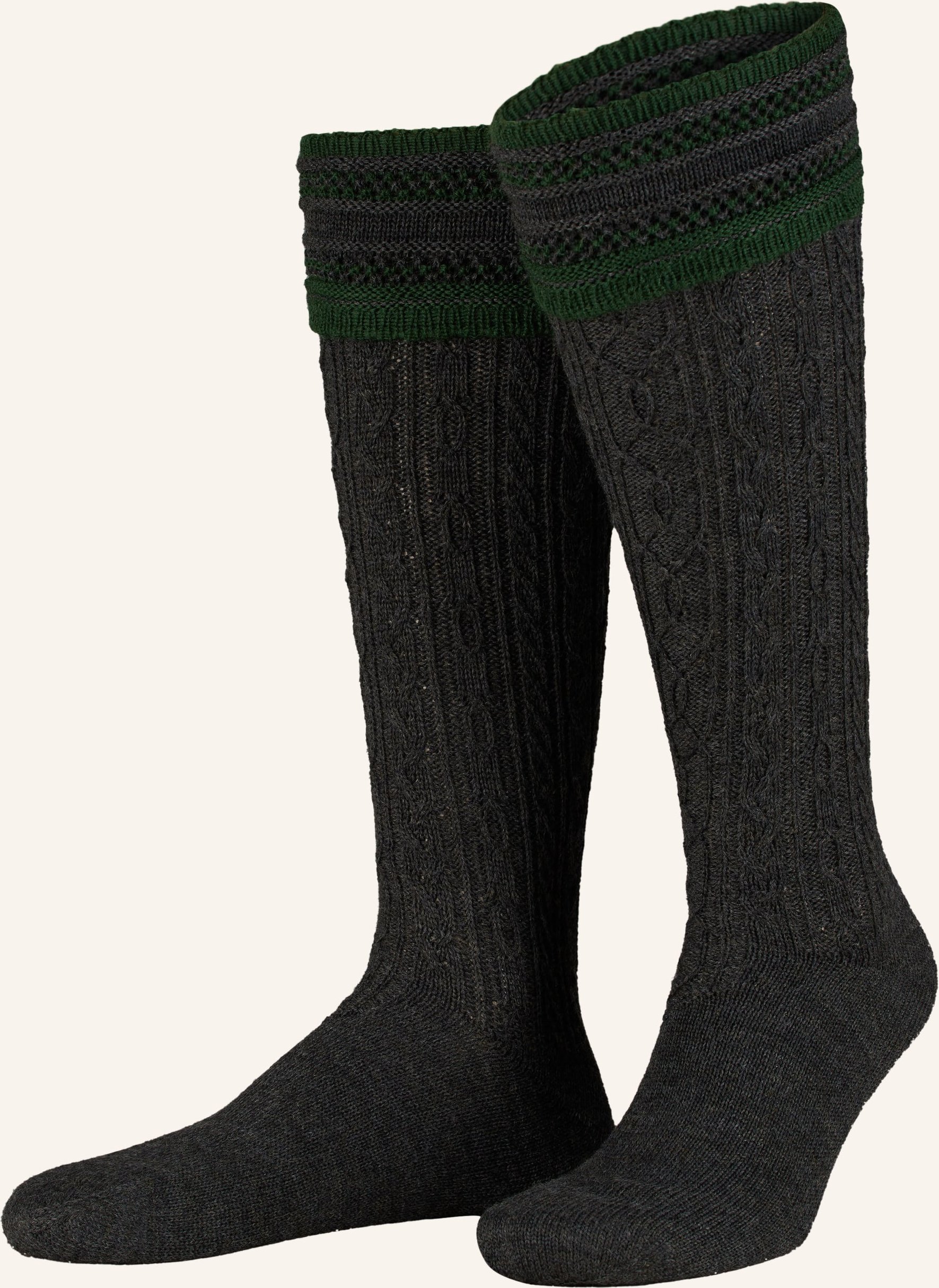 Lusana Trachten-Kniestrümpfe Aus Merinowolle grau