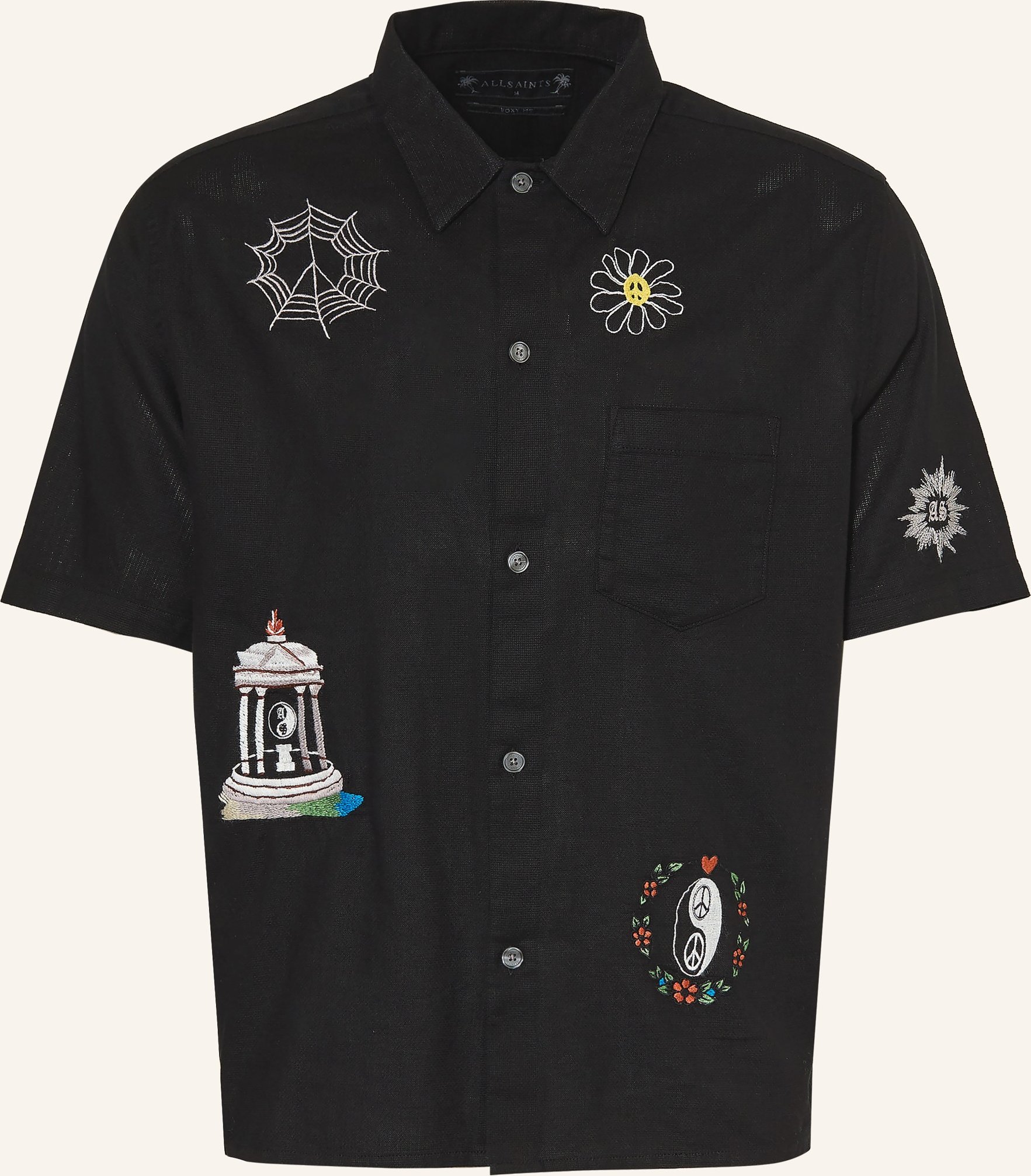Allsaints Kurzarmhemd Karlton Boxy Fit schwarz
