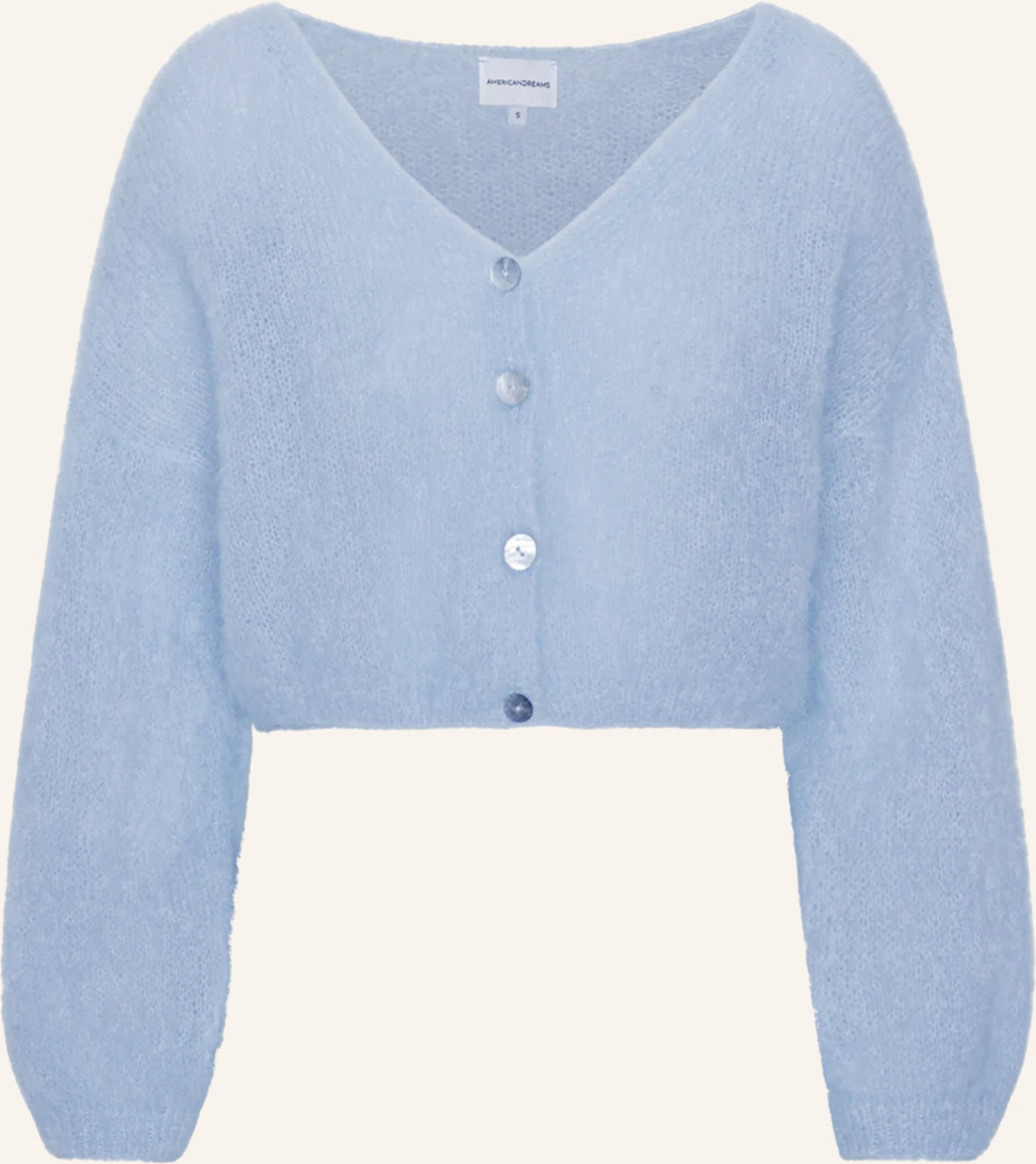 Americandreams Cropped-Strickjacke Cornelia blau