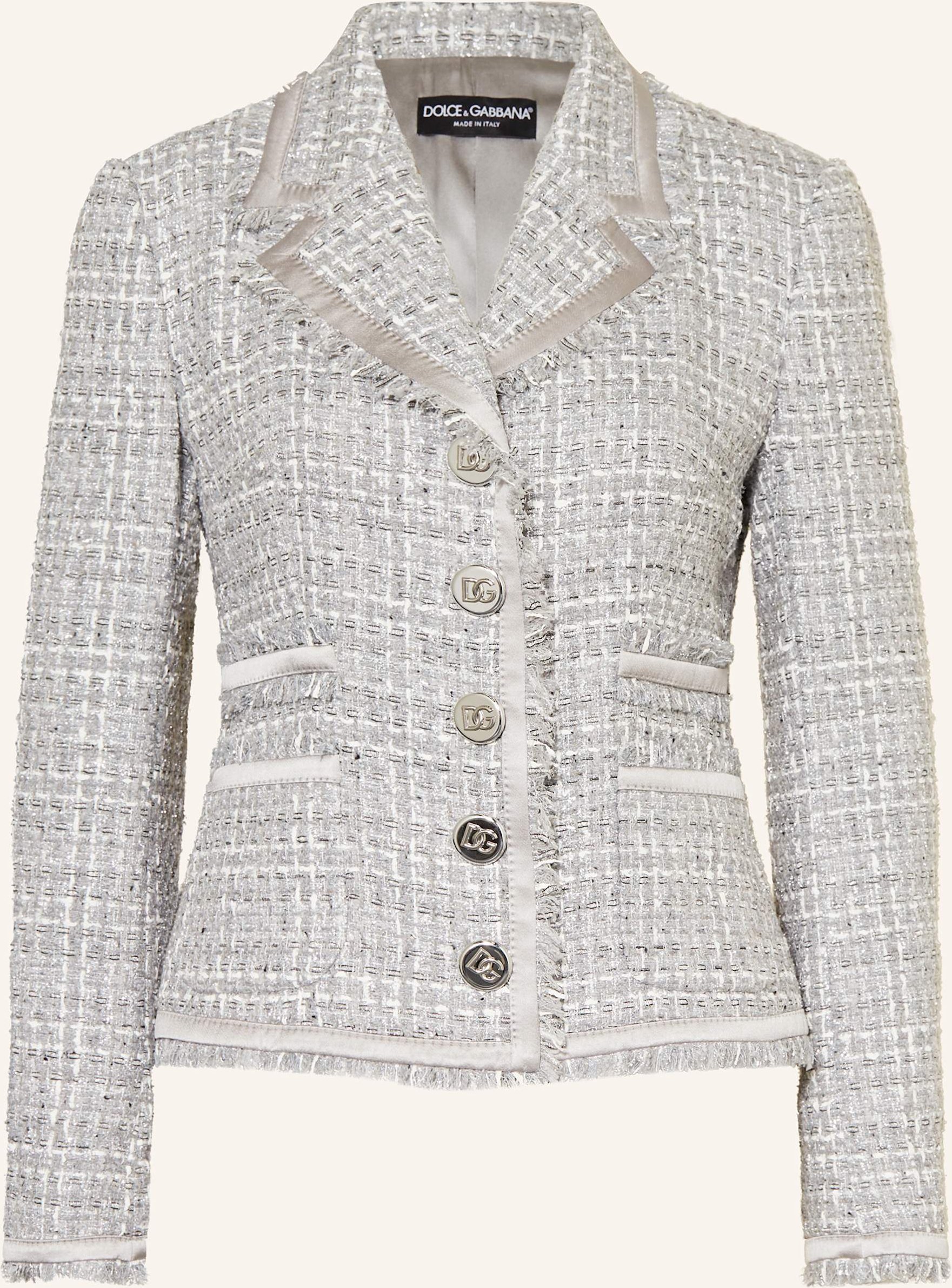 Thumbnail - Dolce & Gabbana Bouclé-Blazer Mit Glitzergarn grau