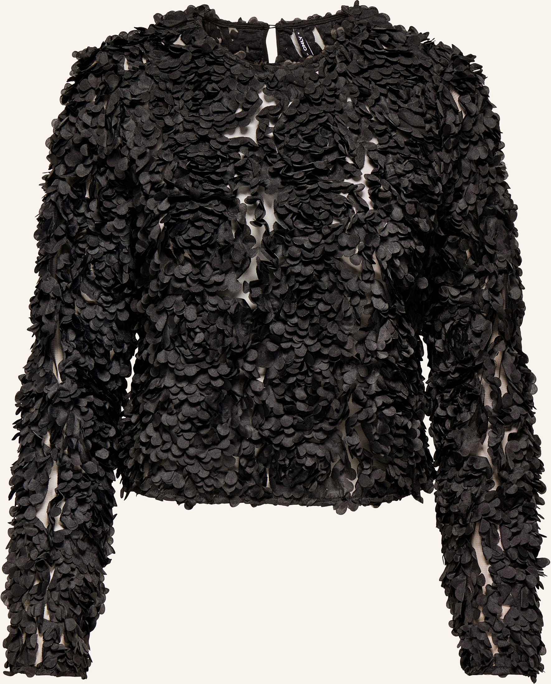 Thumbnail - Only Blusenshirt Aus Mesh schwarz