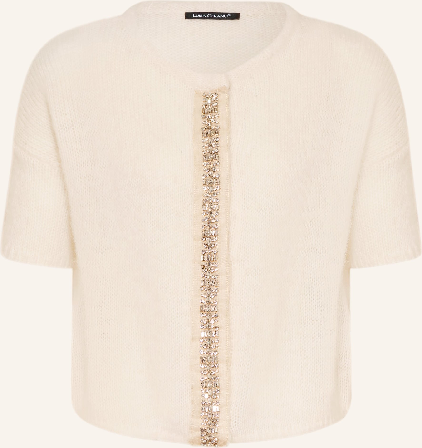 Luisa Cerano Strickjacke Mit Alpaka Und Schmucksteinen weiss