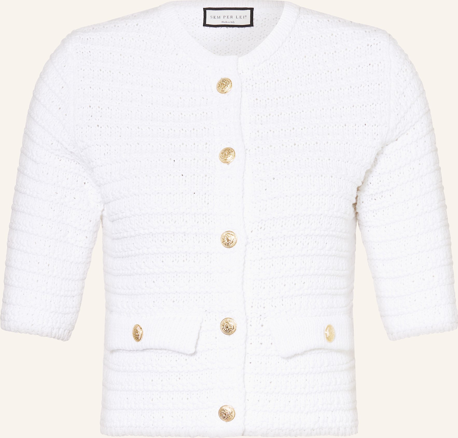 Sem Per Lei Strickjacke Mit 3/4-Arm weiss